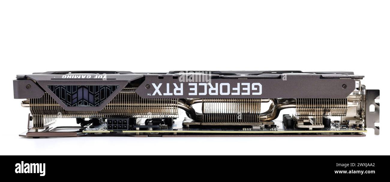 Scheda grafica NVIDIA RTX 3060 OC 12g TUF Gaming su sfondo bianco Foto Stock