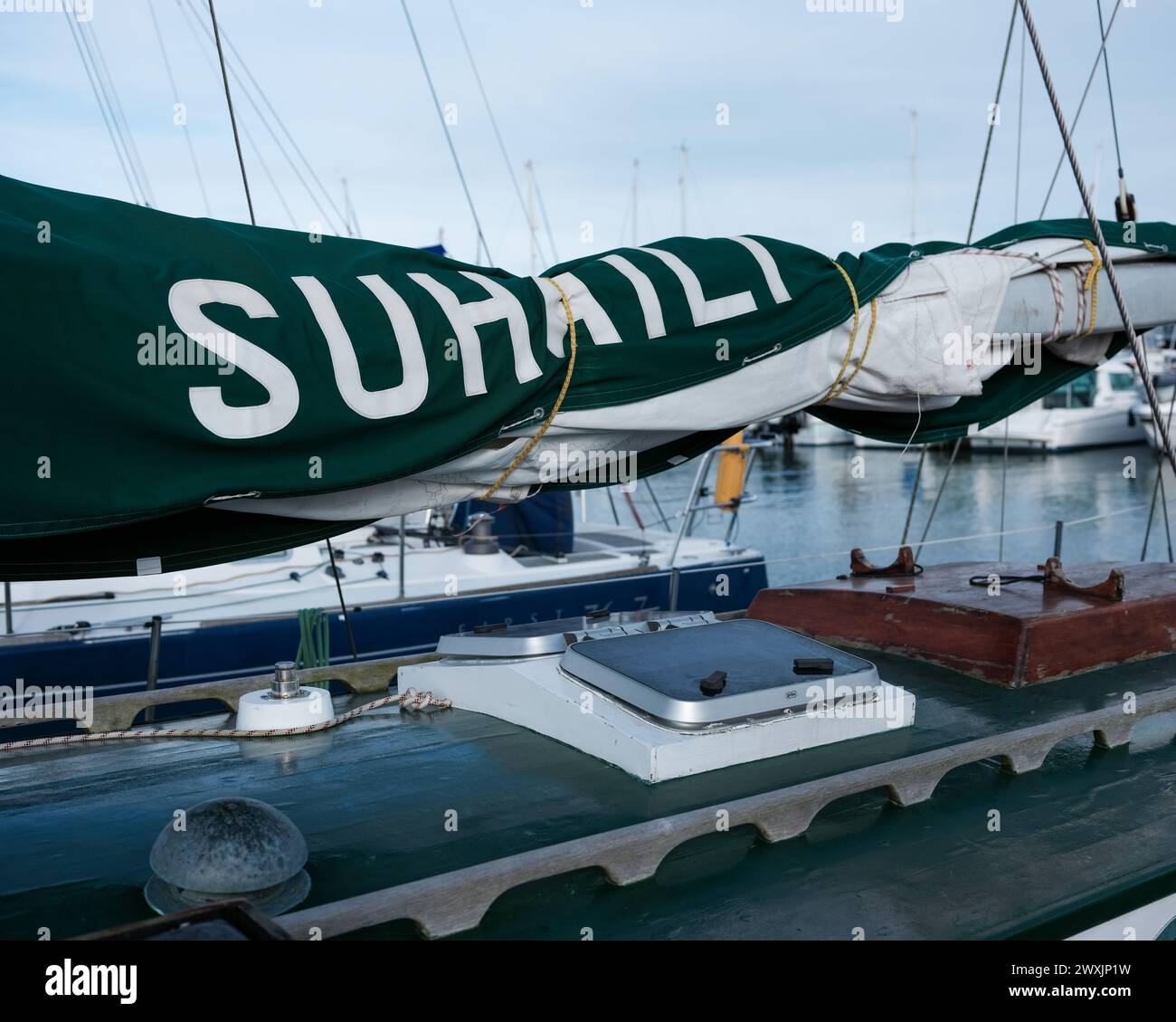 Suhaili - la barca a vela che Sir Robin Knox-Johnston ha vinto il round della corsa mondiale del globo d'oro nel 1969 Foto Stock