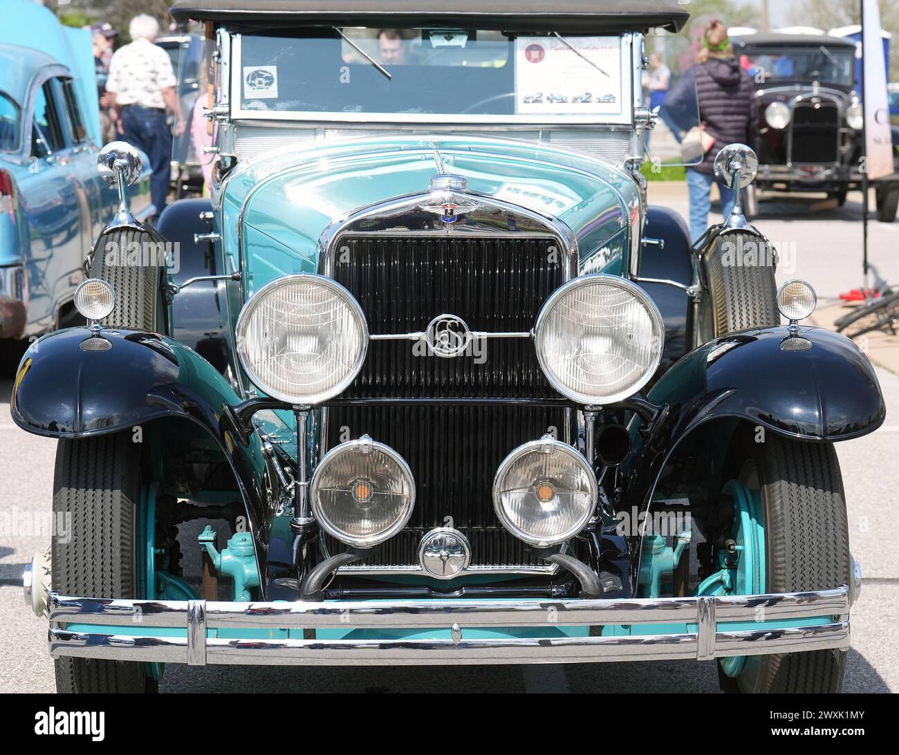 Stati Uniti. 31 marzo 2024. Una LaSalle 1929 e' in mostra al Concours d'Elegance Horseless Carriage Club Mostra annuale di auto del giorno di Pasqua nel Forest Park la domenica a St Louis il 31 marzo 2024. Foto di Bill Greenblatt/UPI credito: UPI/Alamy Live News Foto Stock