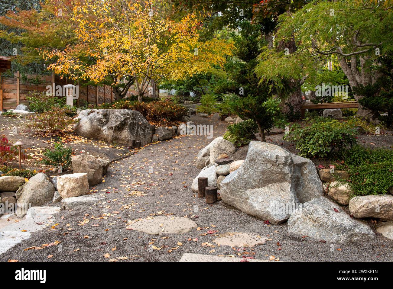 Colori autunnali al Japanese Garden, Lithia Park, Ashland, Oregon, nel 2023 Foto Stock