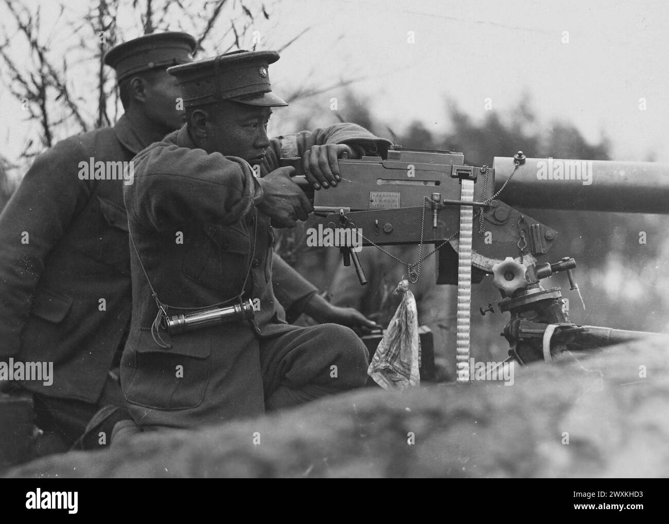 Guerra sino-giapponese, 1932 - mitragliatrici cinesi Foto Stock