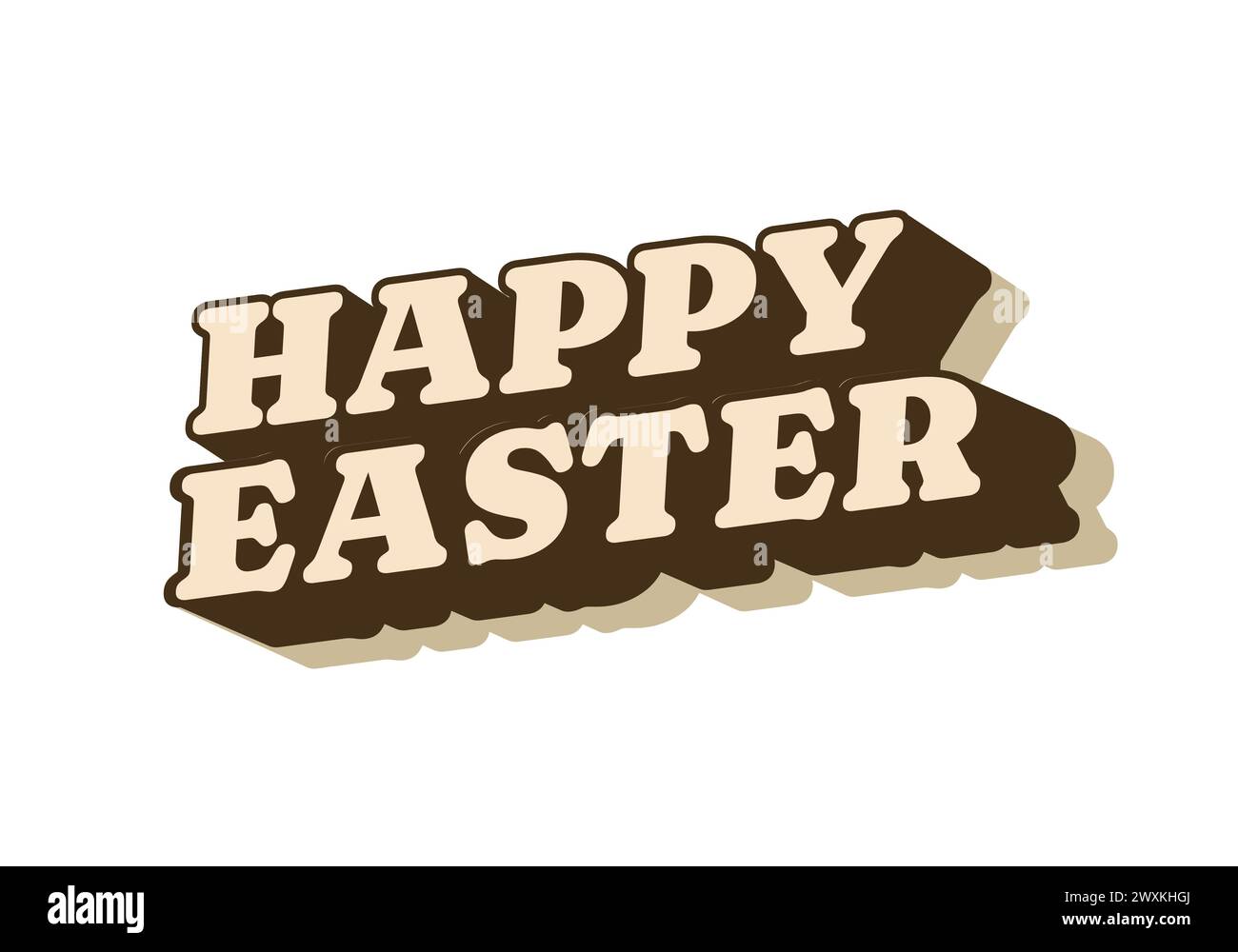 Buona pasqua. Design del banner effetto testo con colori accattivanti e stile a 3 dimensioni Illustrazione Vettoriale