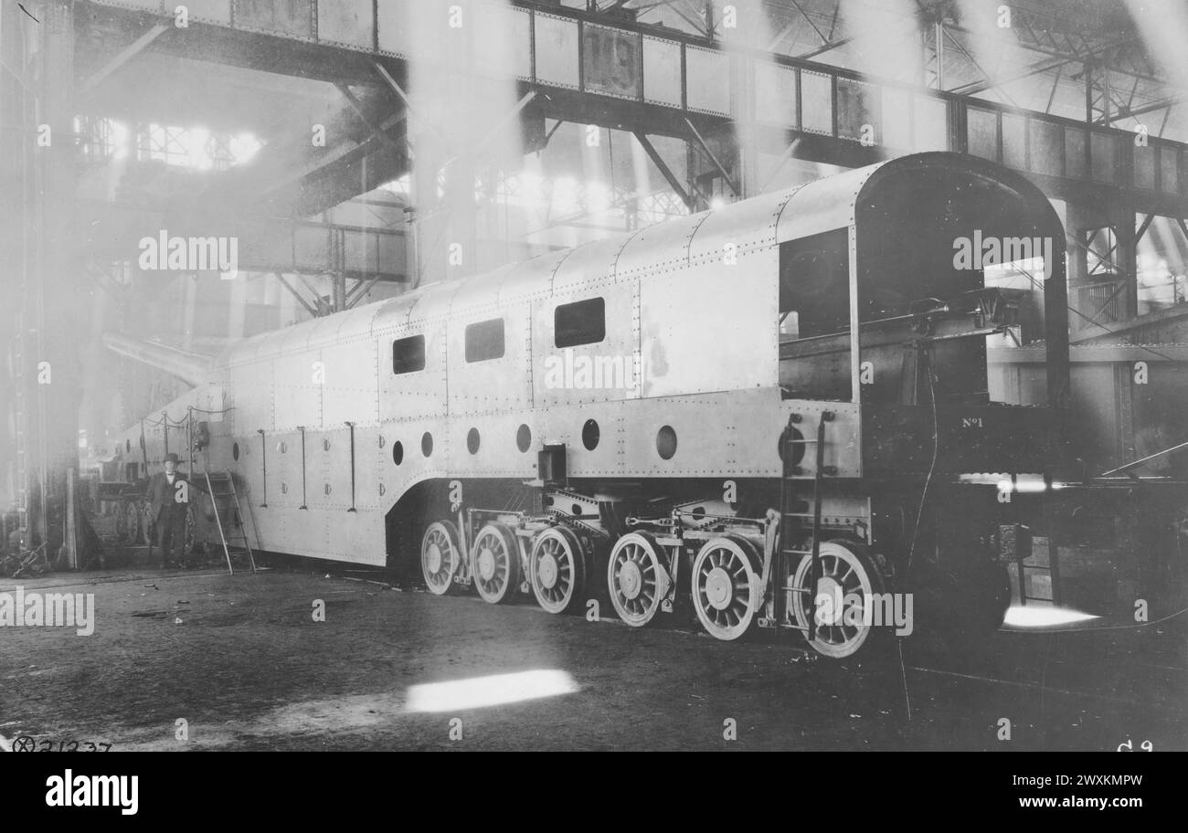 Supporto ferroviario per cannoni navali da 14' prodotto dalla Baldwin Locomotive Works CA. 1918 Foto Stock