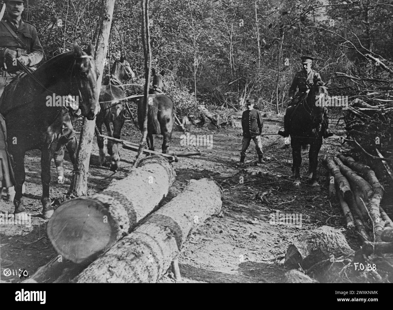 Ingegneri dell'esercito canadese vicino a Guesney, Francia CA. 1918-1919 Foto Stock