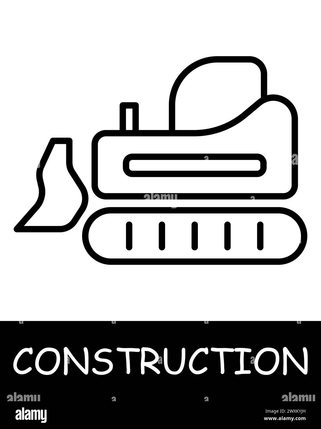 Icona linea benna. Asfaltatrice, edilizia, caposquadra, edilizia, cemento, fondazione, architettura, tetto, progetto, lavoro. Icona della linea vettoriale per le aziende Illustrazione Vettoriale