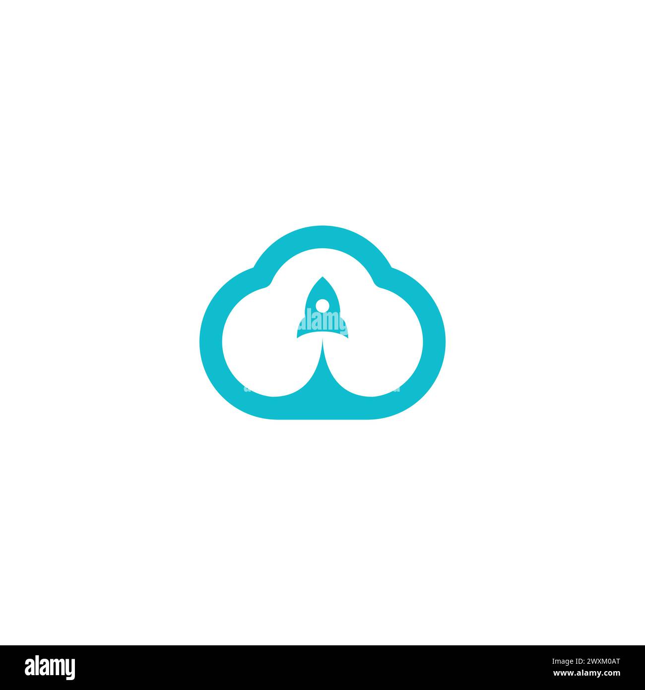 Design del logo Rocket Cloud. Icona cloud Illustrazione Vettoriale