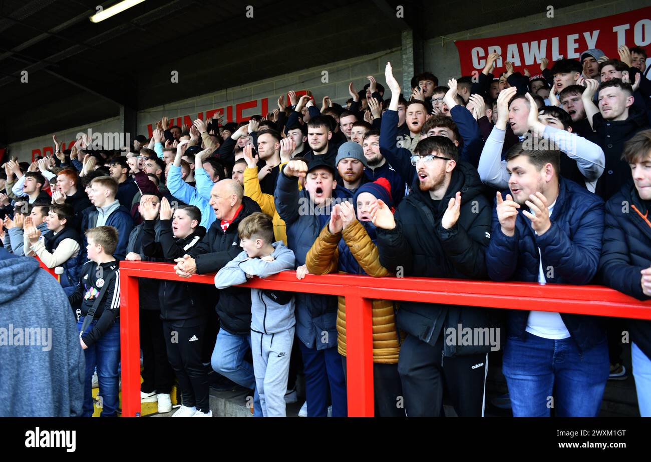 Un Sell to Crowd durante la partita Sky Bet EFL League Two tra Crawley Town e Doncaster Rovers al Broadfield Stadium di Crawley, Regno Unito - 19 marzo 2024 Foto Stock