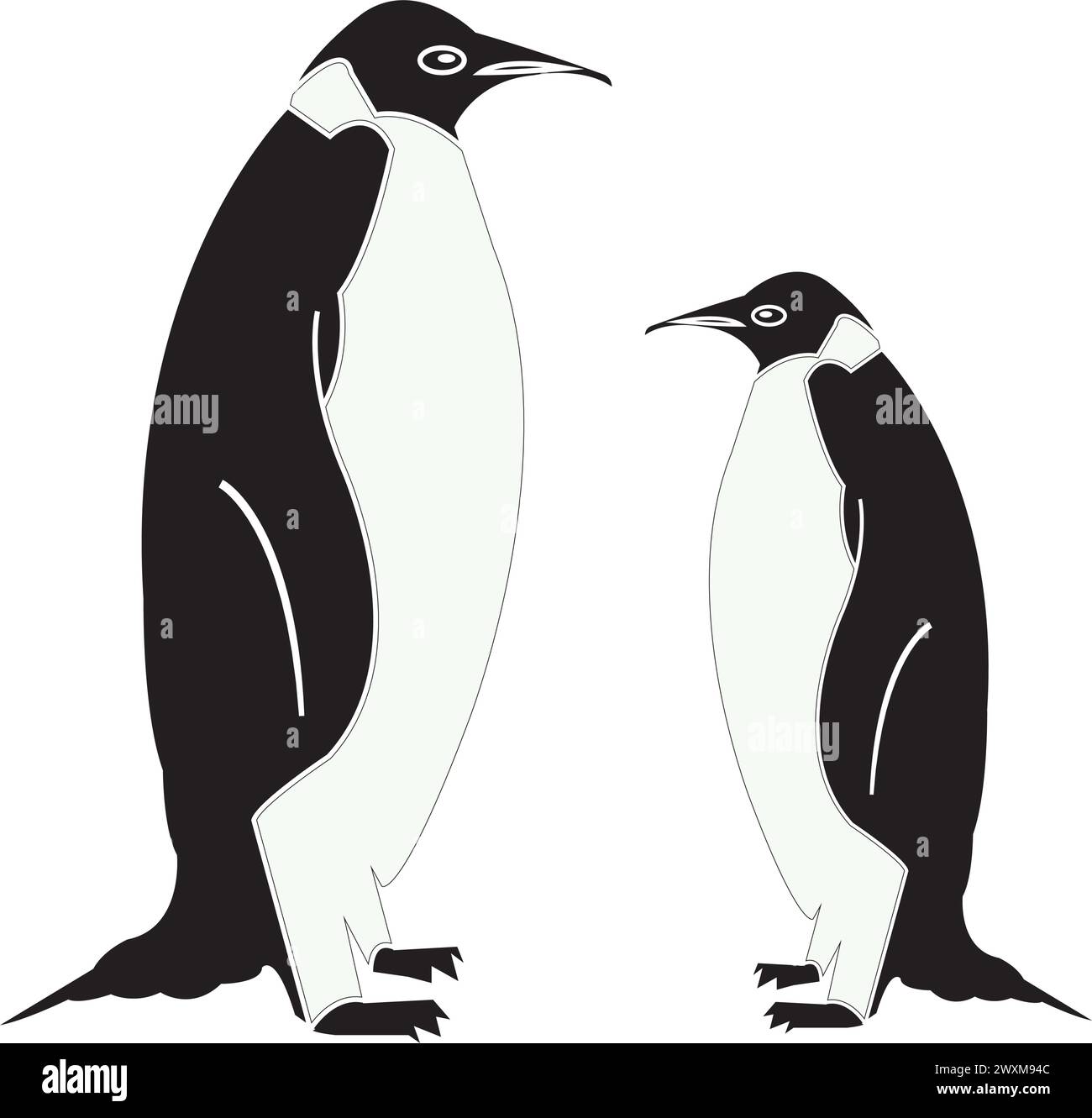 illustrazione vettoriale dell'icona dei pinguini design semplice Illustrazione Vettoriale