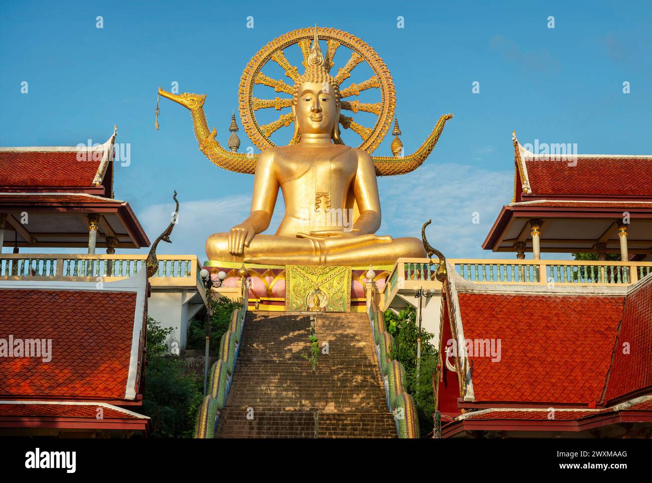Koh Samui, Thailandia - 21 gennaio 2024: Statua del Buddha d'oro nel tempio Wat Phra Yai, Koh Samui, Thailandia Foto Stock
