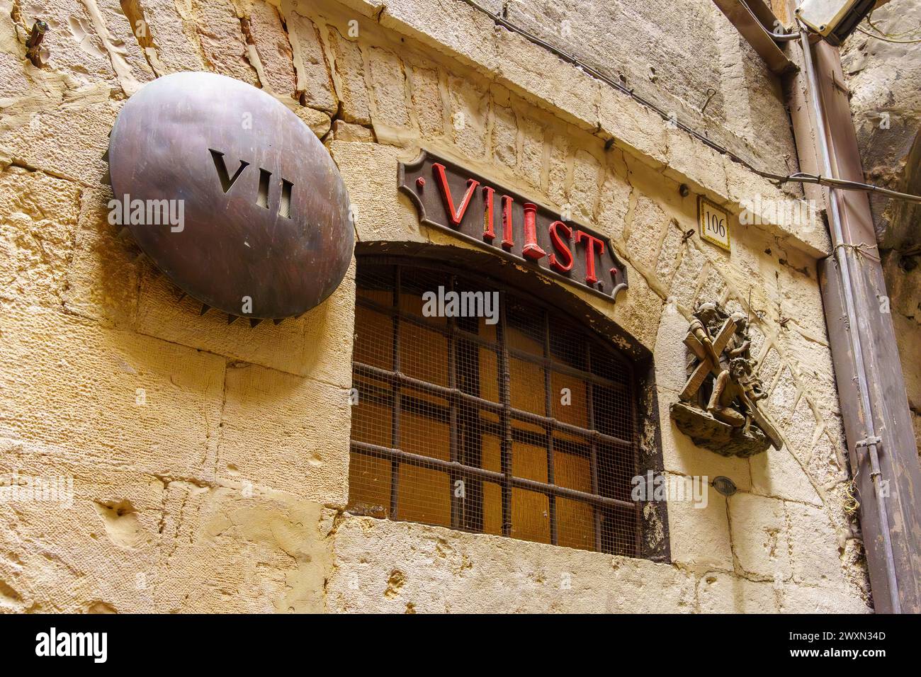 Vista della stazione VII della via dolorosa, la città vecchia di Gerusalemme, Israele Foto Stock