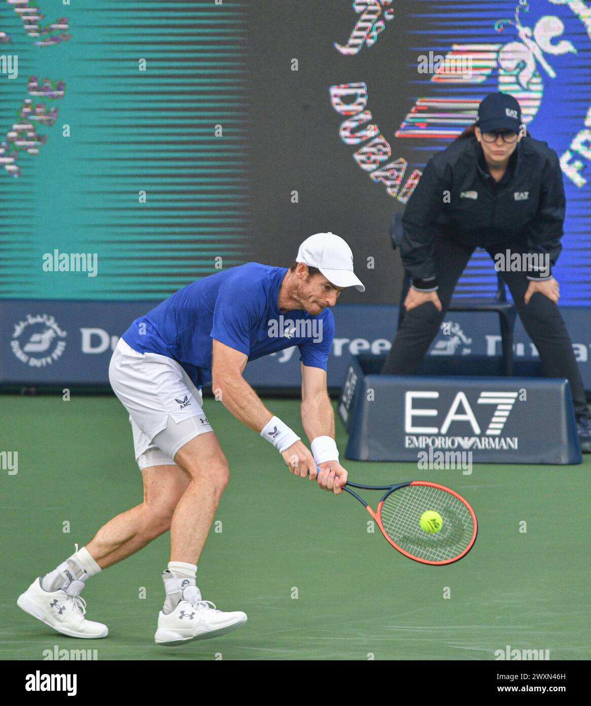 Dubai, 26 febbraio 2024-foto del tennista britannico Andy Murray in azione. Dubai Duty Free Tennis Championships 2024, situato a Dubai Foto Stock