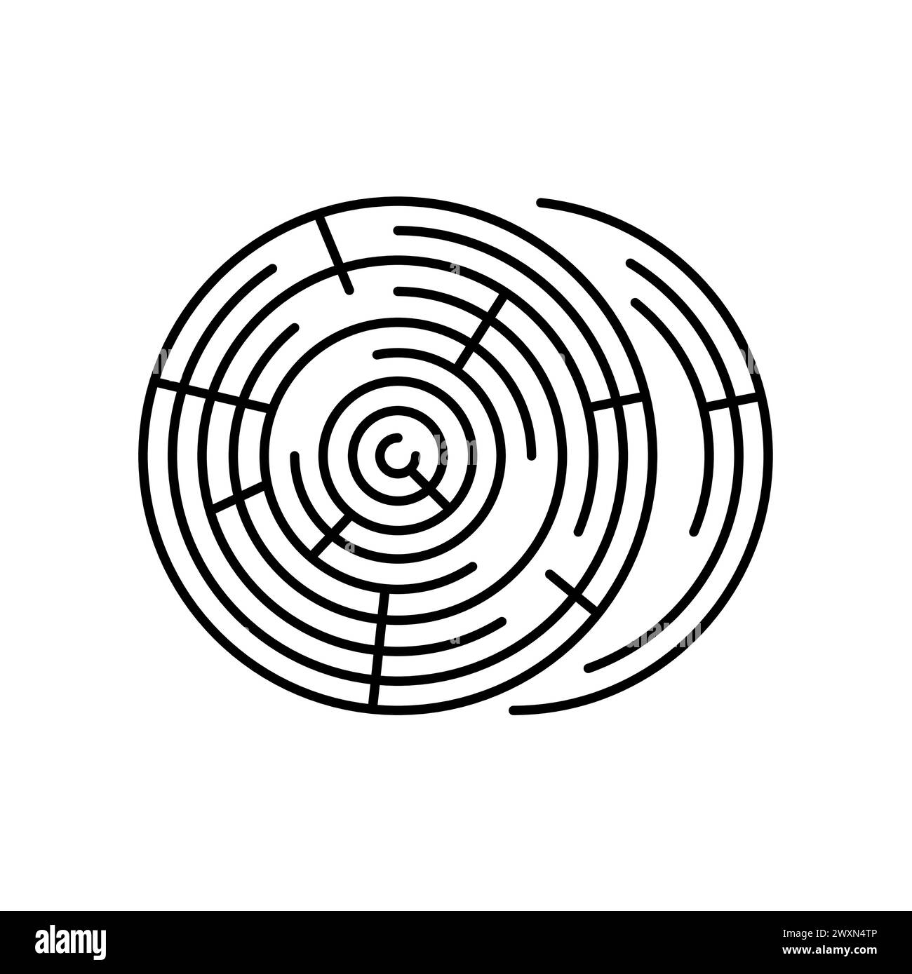 Icona nera con linea di legno rotonda. Firma per pagina Web, app mobile, pulsante, logo. Pulsante isolato vettore. Traccia modificabile. Illustrazione Vettoriale