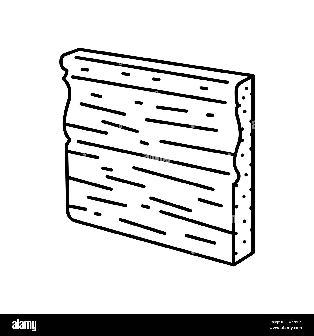 Icona nera della linea della tavola di legno. Materiali da costruzione in legno. Firma per pagina Web, app mobile, pulsante, logo. Pulsante isolato vettore. Traccia modificabile. Illustrazione Vettoriale