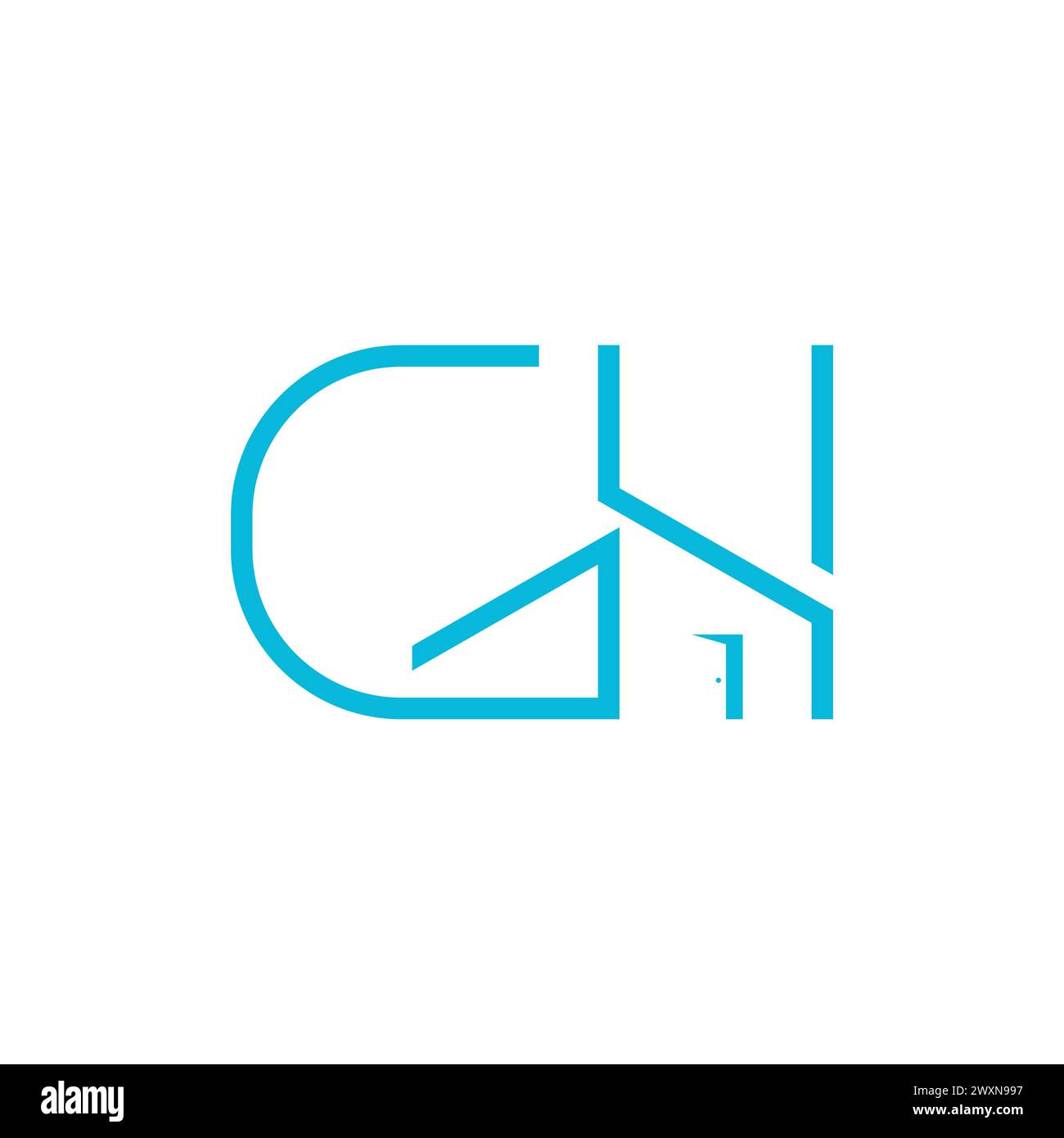Logo della casa astratto con lettera HG o GH Vector. Lettera iniziale logo GH con forma astratta della casa, design lussuoso e moderno del logo immobiliare Illustrazione Vettoriale