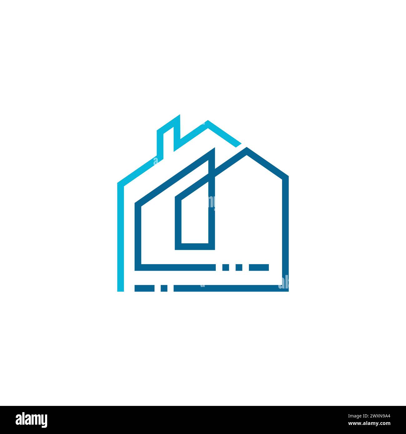 Un logo icona line art di un modello di progettazione di case/immobili. Modello di design a icone con logo della casa in linea semplice e moderno, isolato, per un'autentica esta Illustrazione Vettoriale