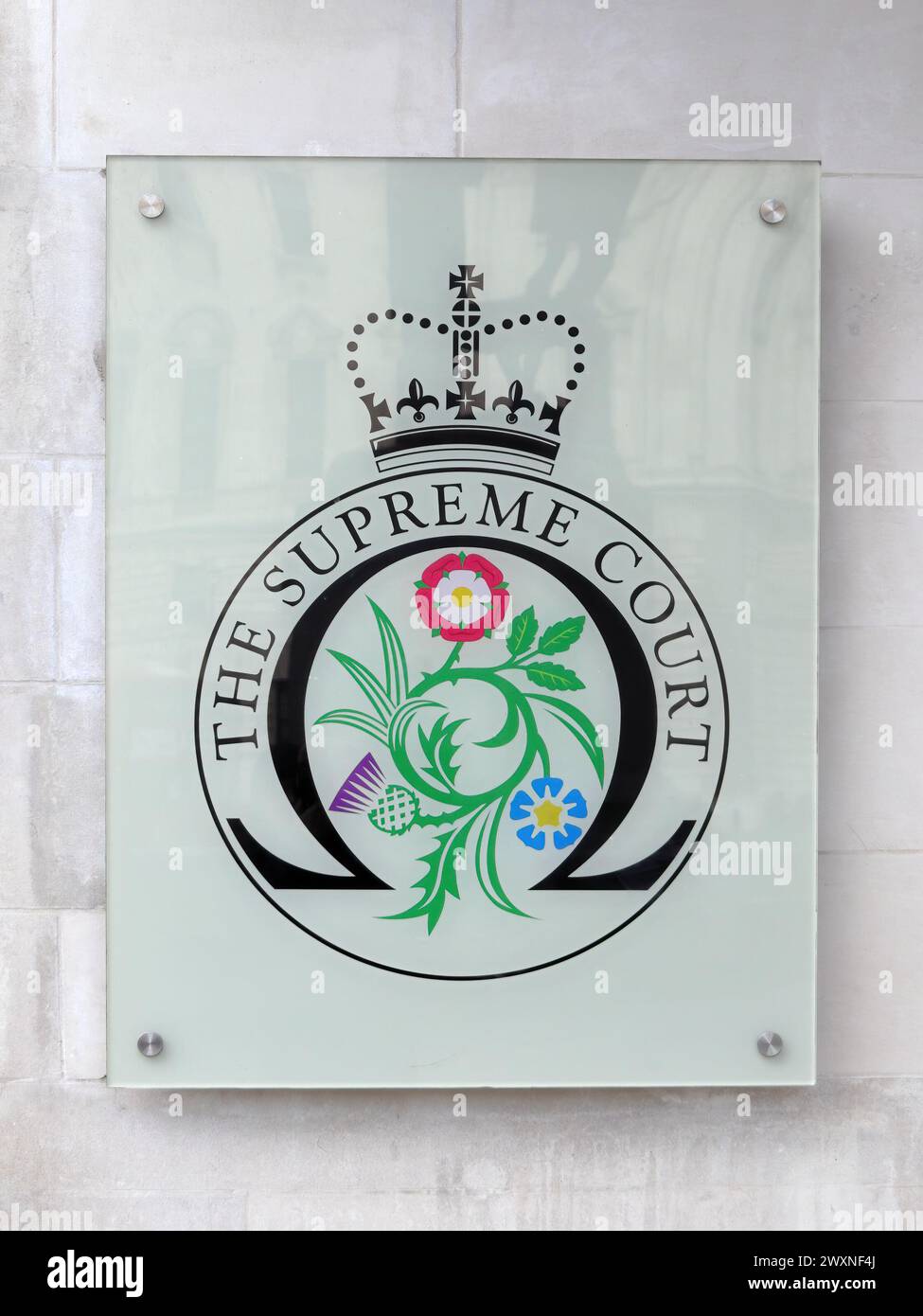 Segno della Corte suprema del Regno Unito (UKSC) a Londra, Regno Unito Foto Stock