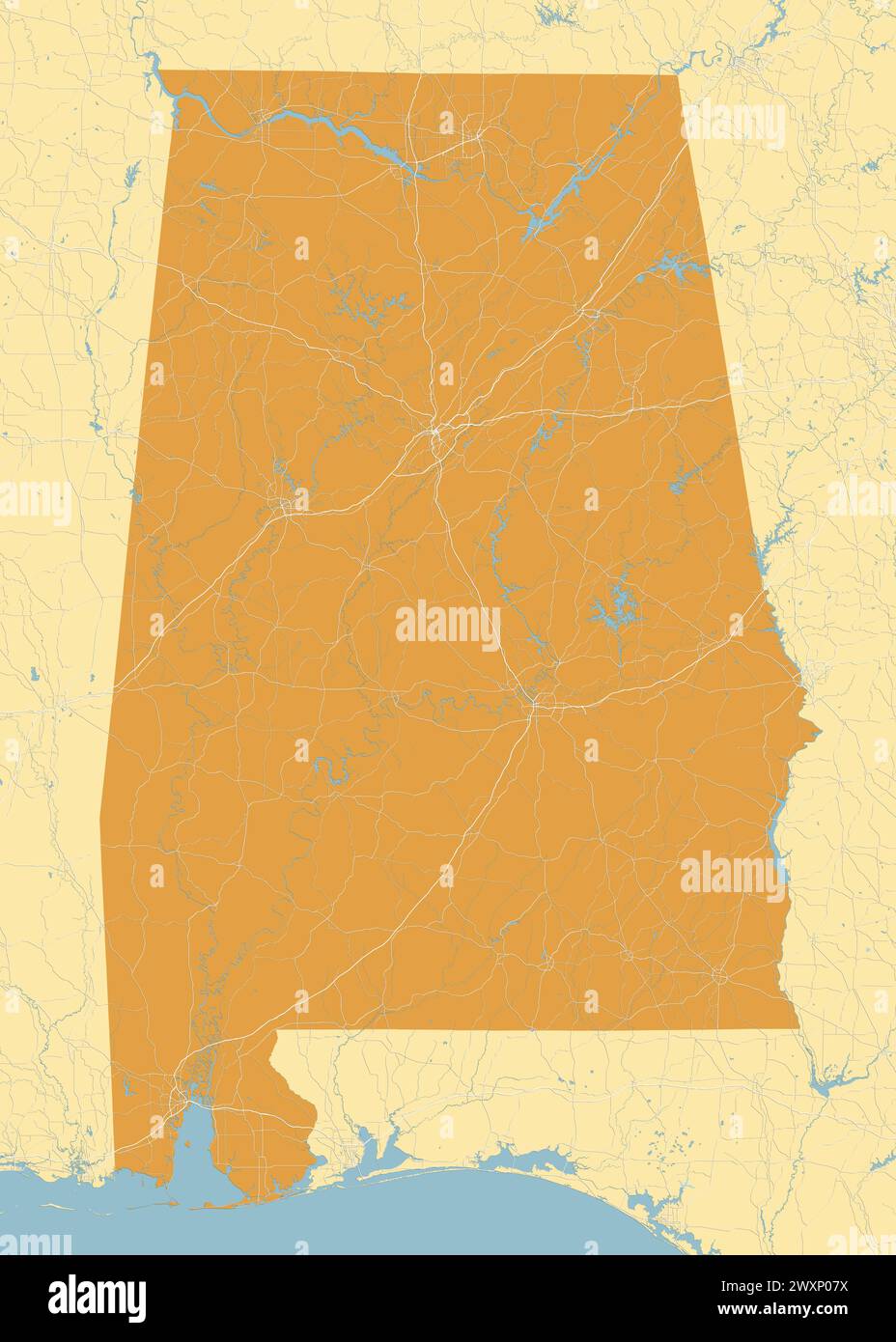 Illustrazione vettoriale Alabama Map Art Illustrazione Vettoriale