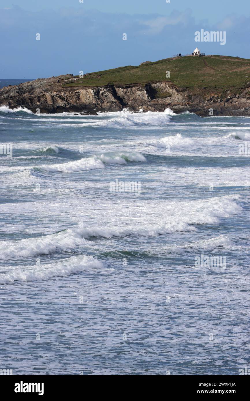 Luce del tardo pomeriggio su Fistral Beach, Newquay, Cornovaglia Foto Stock