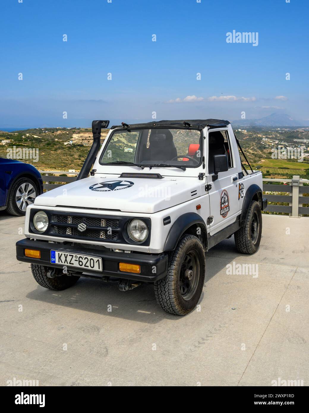 Kos, Grecia - 12 maggio 2023: Suzuki Jimny, popolare mezzo di trasporto per esplorare l'isola di Kos. Grecia Foto Stock