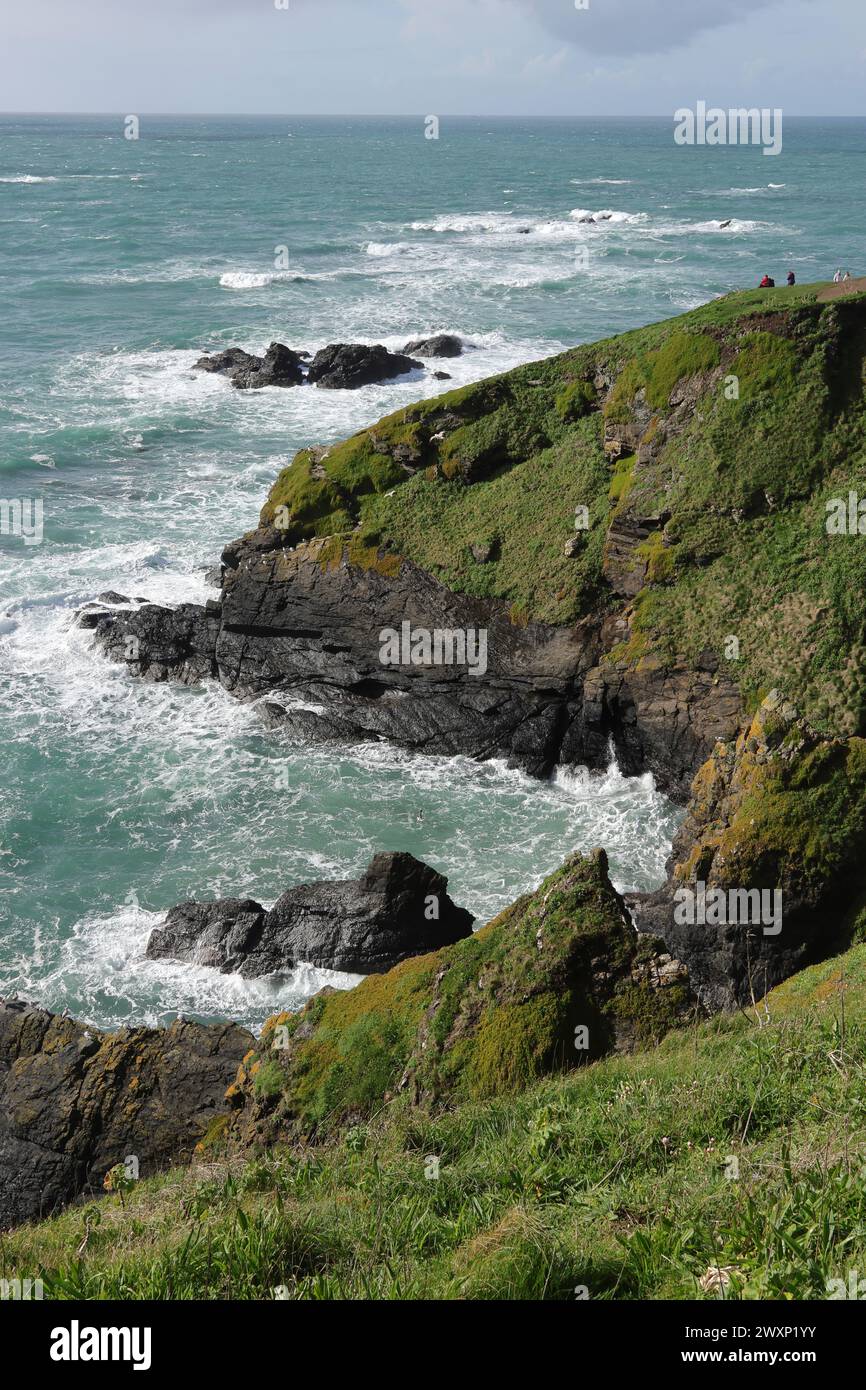 Viste spettacolari e ampie a Lizard Point, Cornovaglia Foto Stock
