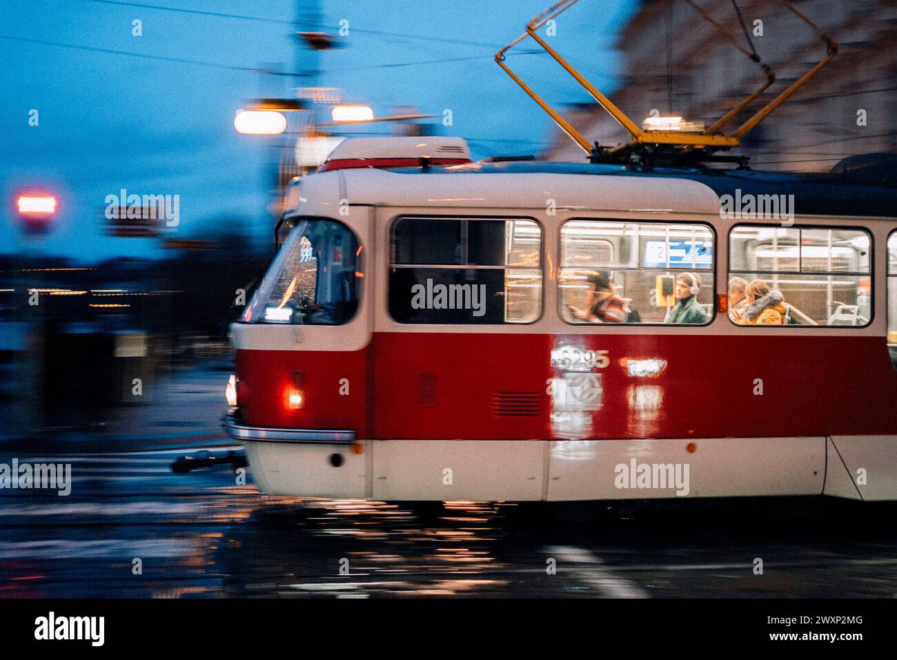 Tram a Praga, Repubblica Ceca / Tramvaj V Praze, Česká republika Foto Stock