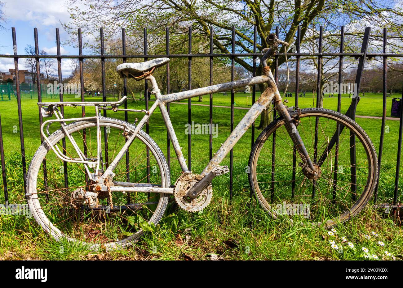 Bicicletta dragata dal fiume Cam Cambridge Foto Stock