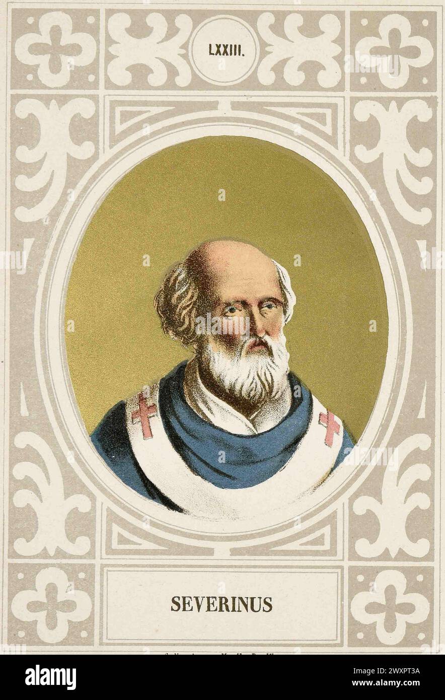 Un'incisione del 1879 di Papa Marcello i, pontefice per 66 giorni nell'AD640. Era il 71° papa. Foto Stock