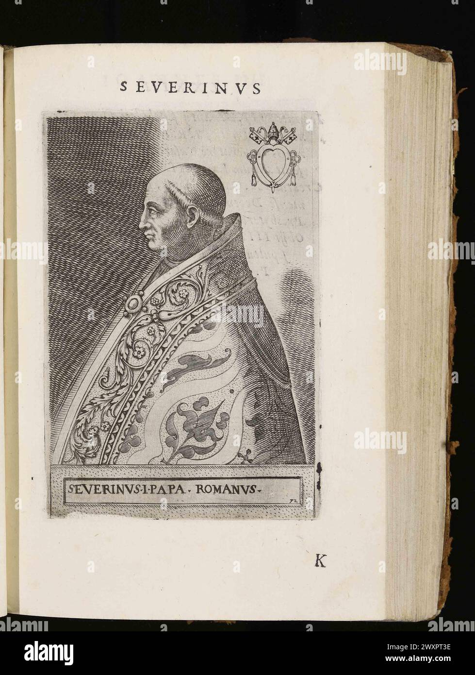 Un'incisione del 1580 di Papa Marcello i, pontefice per 66 giorni nell'AD640. Era il 71° papa. Foto Stock