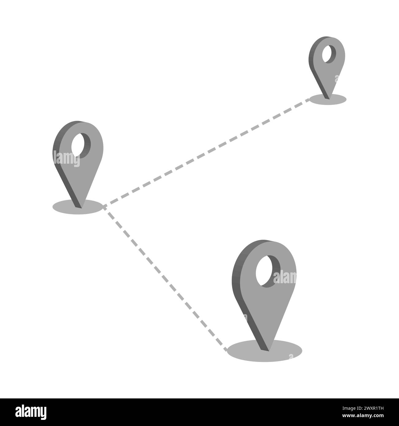 Mappare i perni di posizionamento e il percorso. Concetto di navigazione. Illustrazione vettoriale. EPS 10. Illustrazione Vettoriale