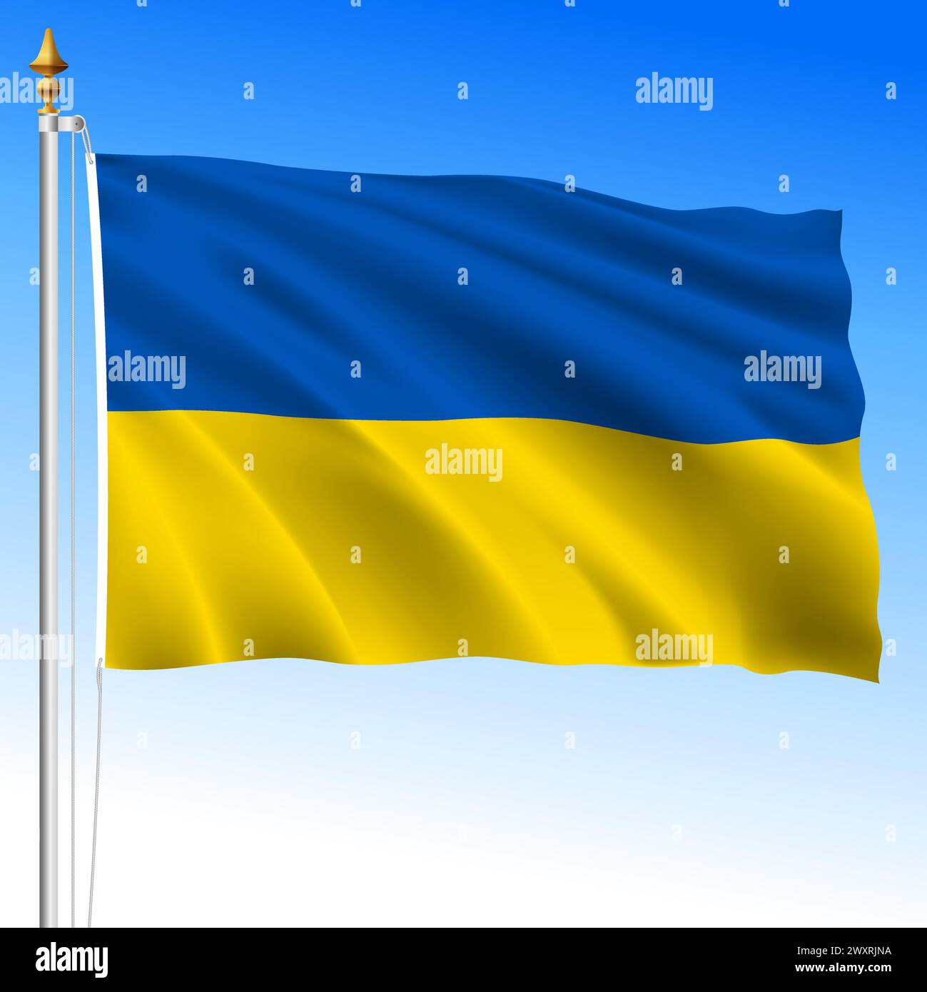 Ucraina bandiera ufficiale nazionale ondeggiante, paese europeo, illustrazione vettoriale Illustrazione Vettoriale