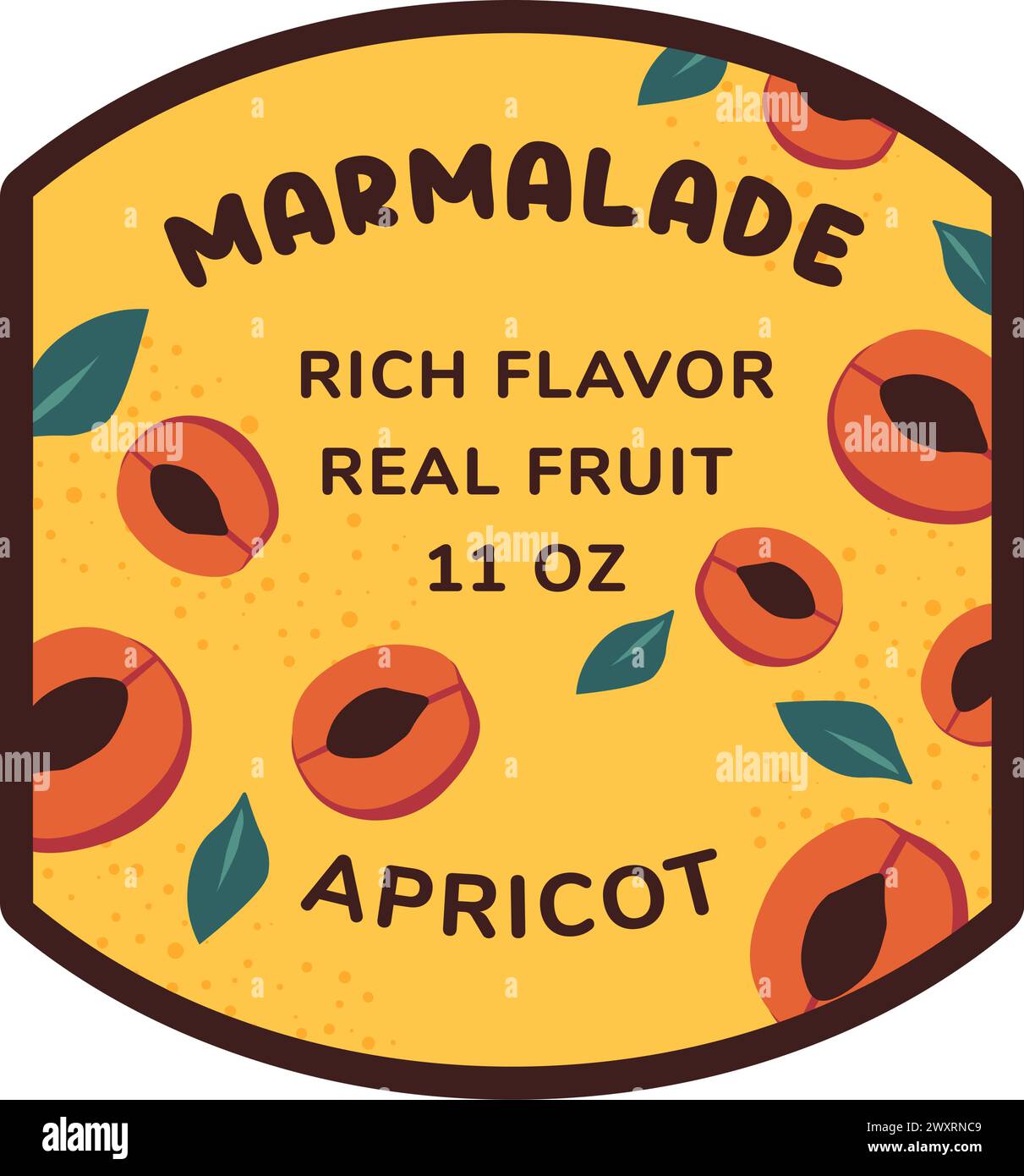 Vettore di progettazione di packaging Marmalade di albicocca Illustrazione Vettoriale