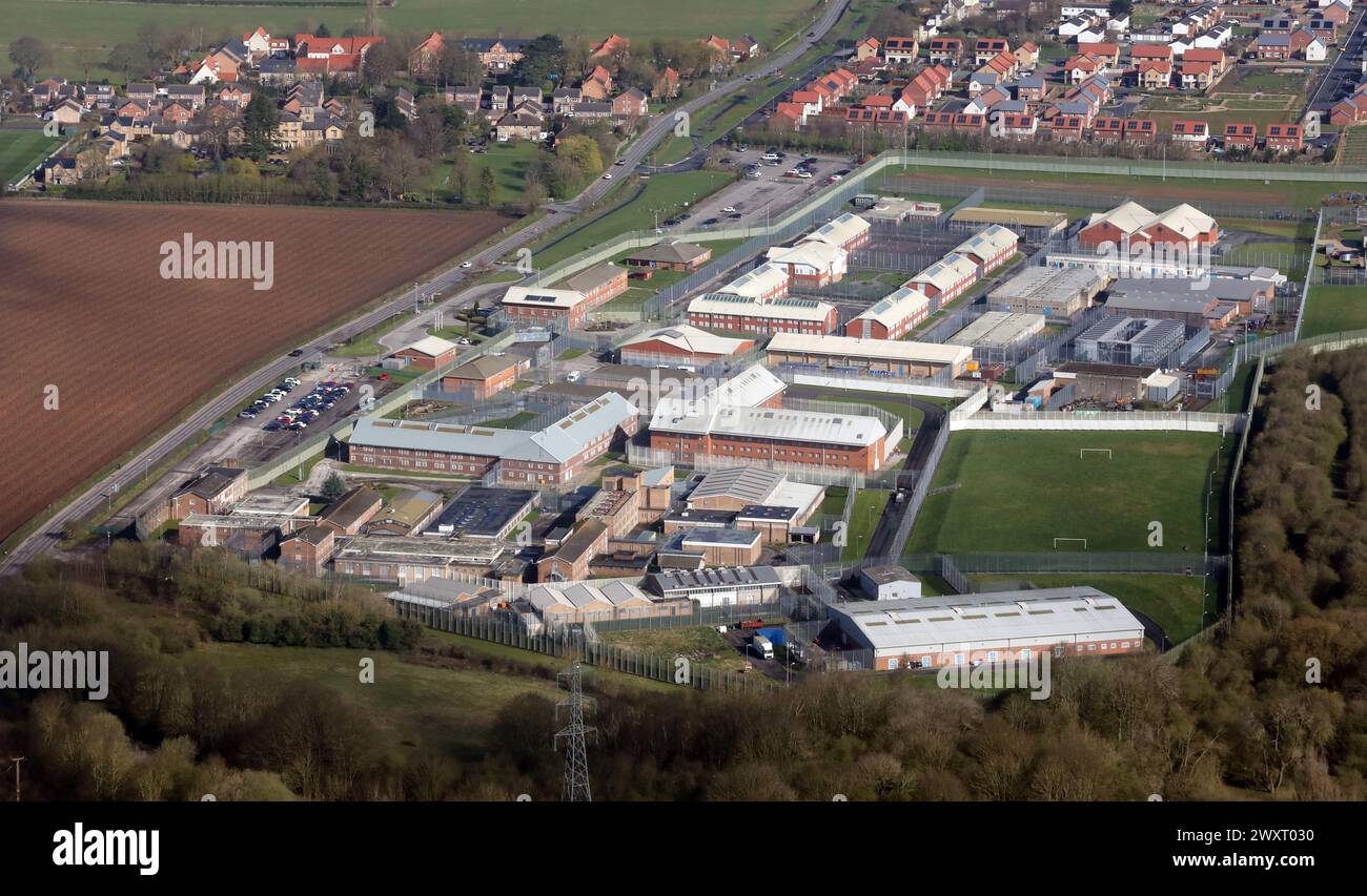 Veduta aerea della prigione di Wealstun Foto Stock