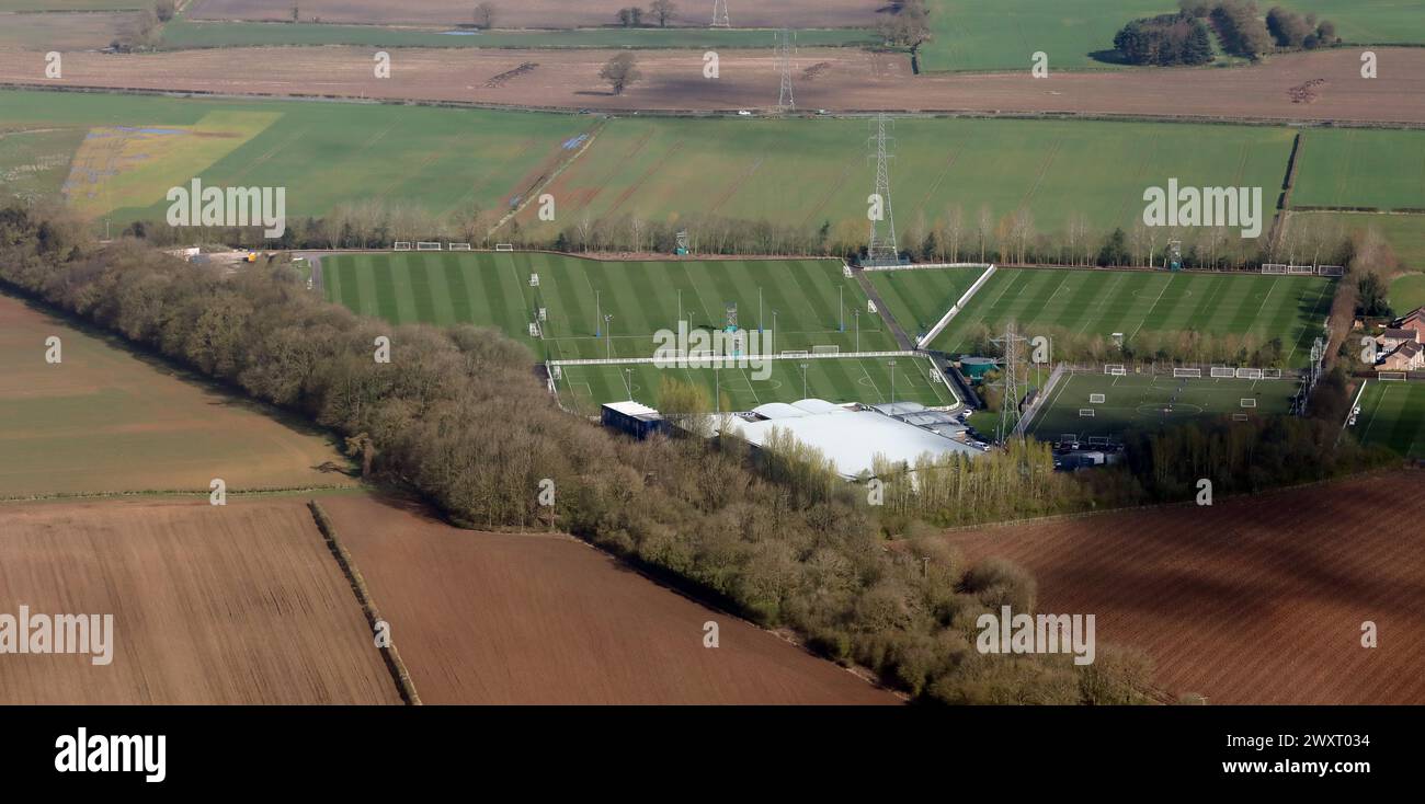 Vista aerea del Leeds United Training Ground a Walton vicino Wetherby, West Yorkshire Foto Stock