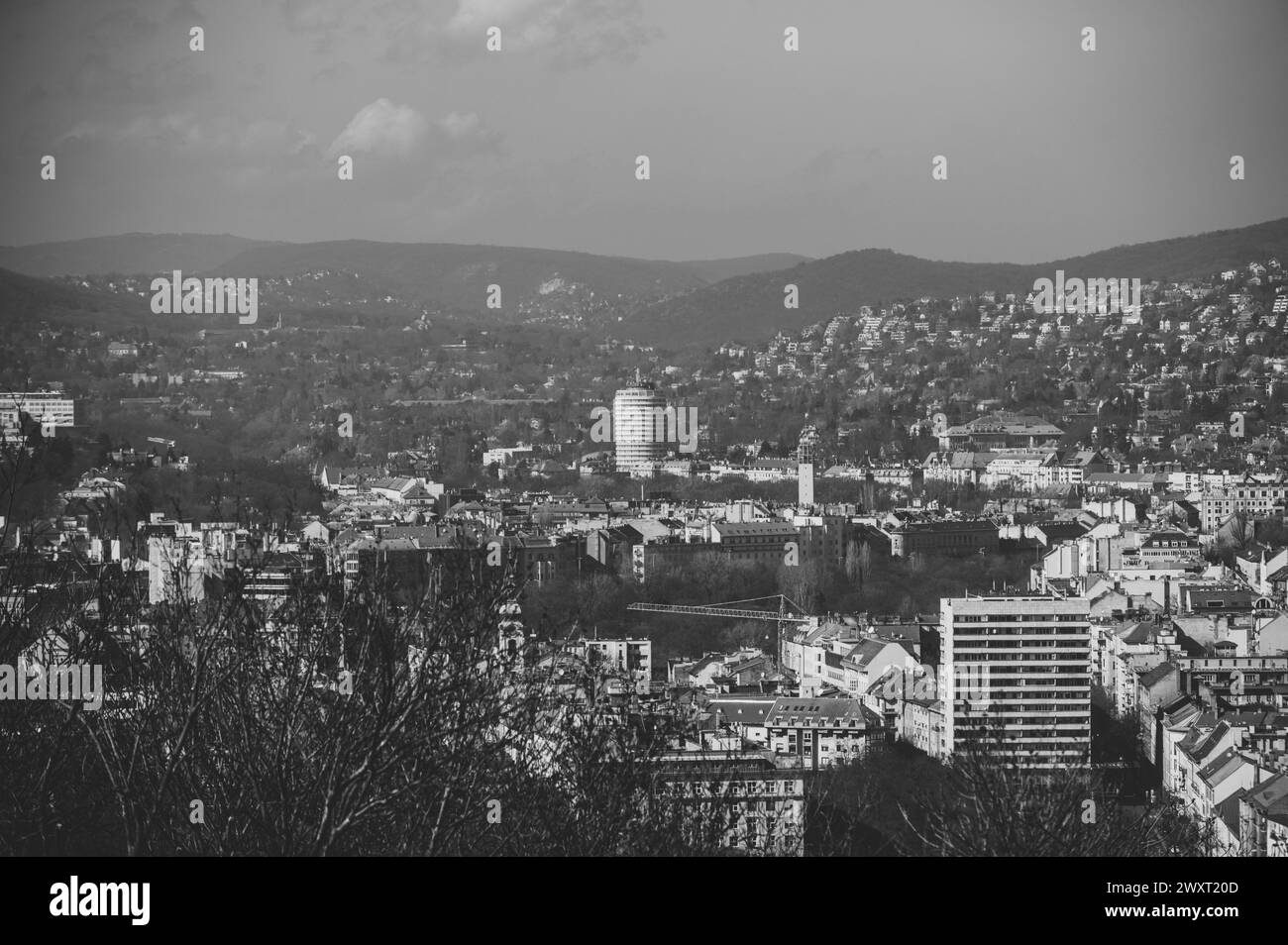 Vista panoramica di Budapest con l'Hotel Budapest conosciuto come Körszálló sullo sfondo Foto Stock