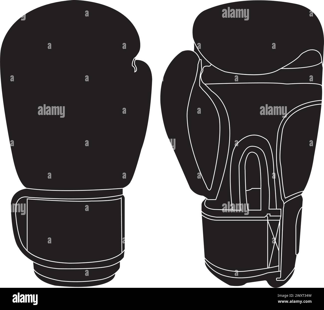 Guanti da boxe icona grafica vettoriale logo design Illustrazione Vettoriale