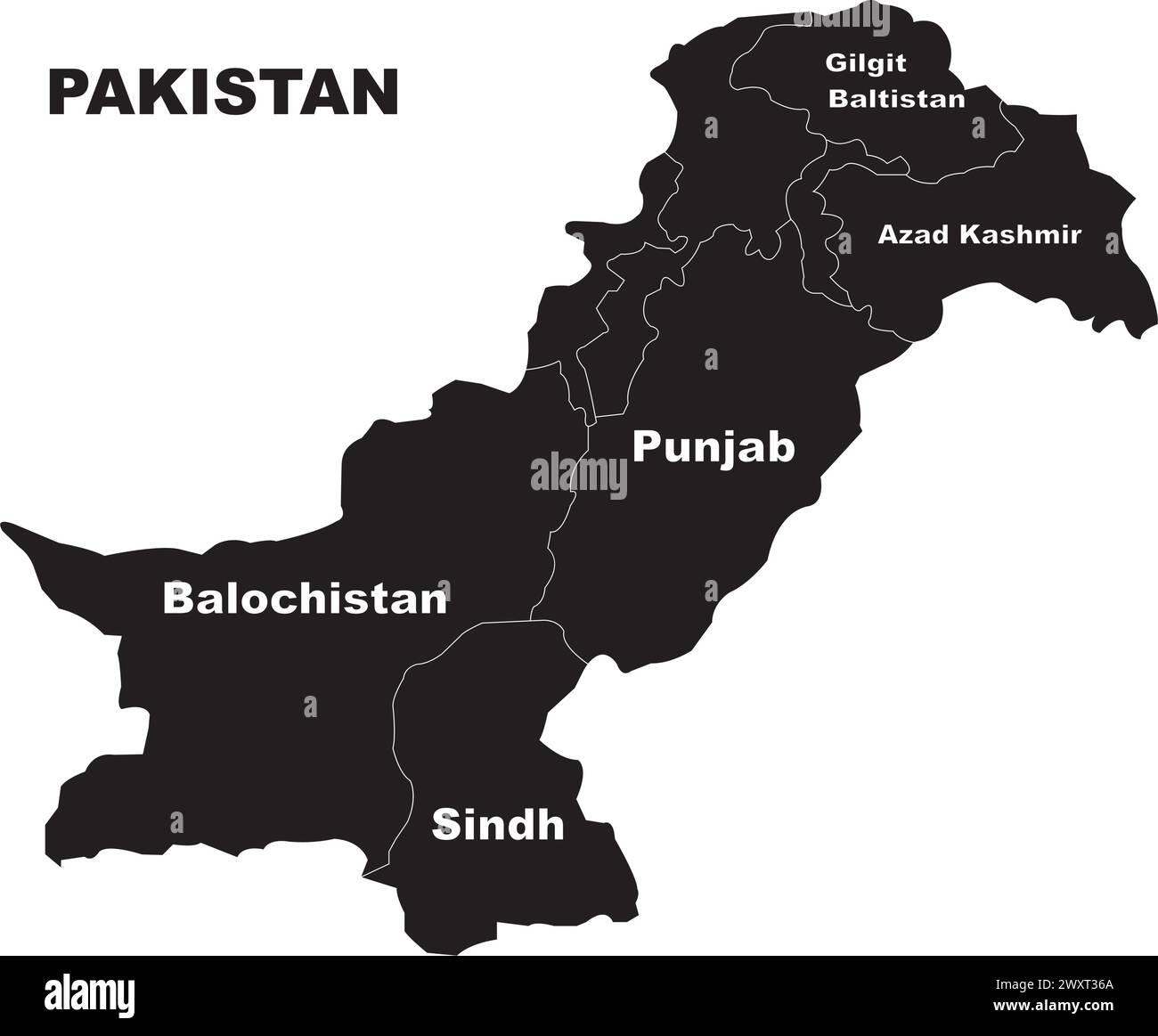 Immagine vettoriale dell'icona della mappa del Pakistan disegno del simbolo Illustrazione Vettoriale