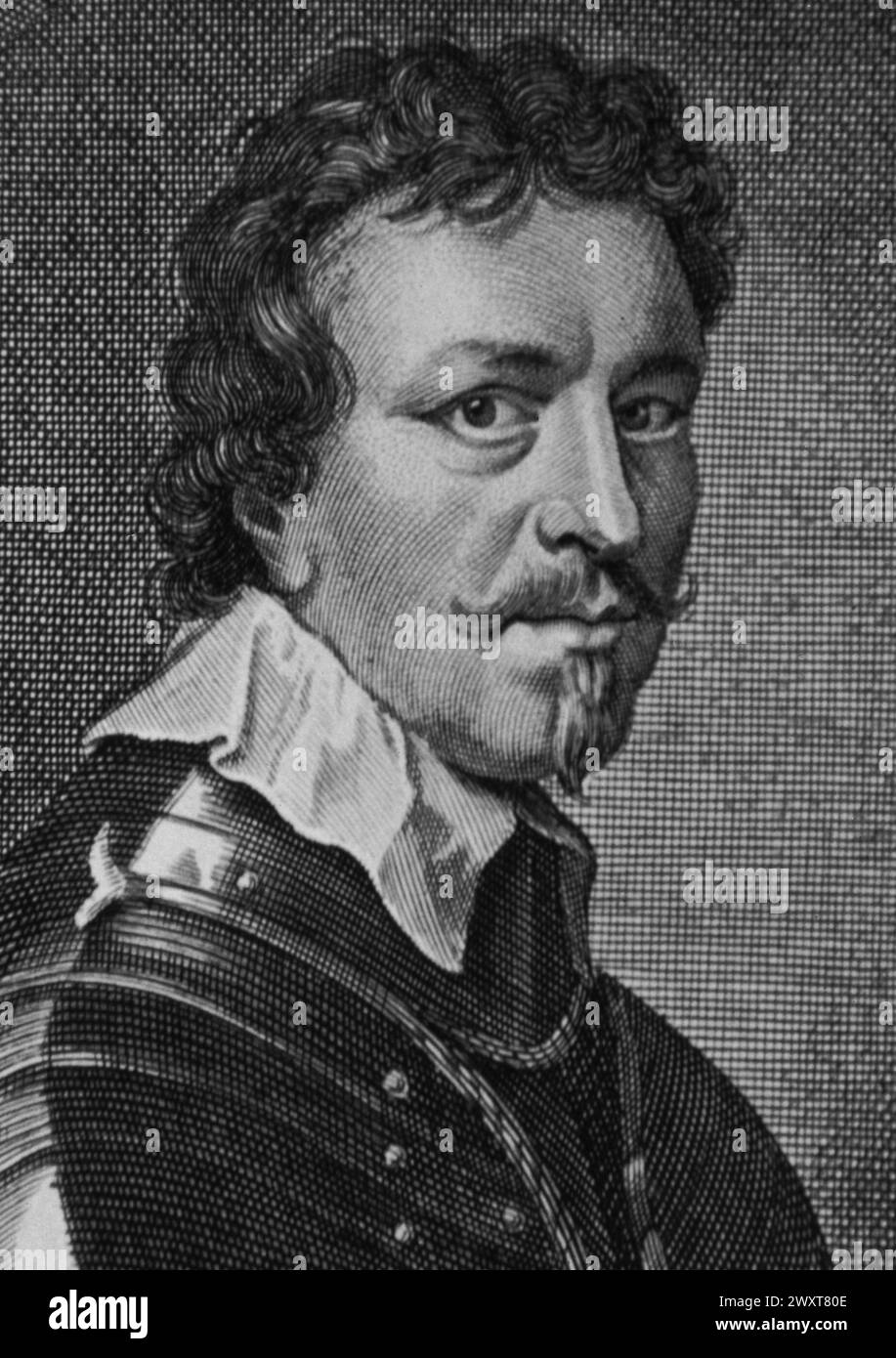 Ritratto di Thomas Wentworth, conte di Strafford, incisione su un dipinto di Sir Anthony Van Dyke, Inghilterra XVII secolo Foto Stock