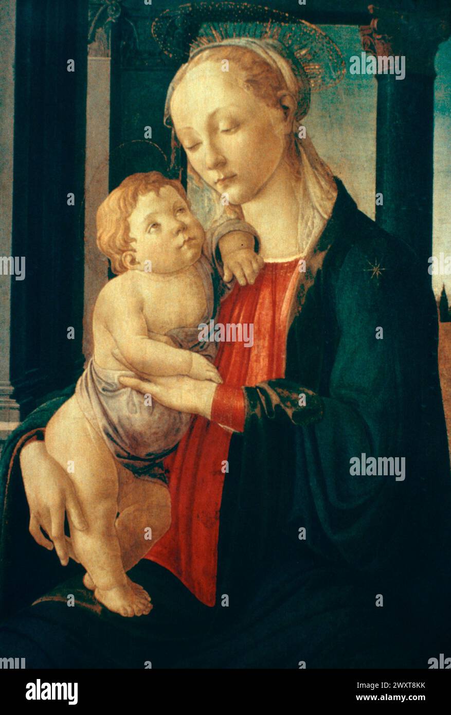 Madonna col bambino, dipinto dell'artista italiano Sandro Botticelli, XV secolo Foto Stock