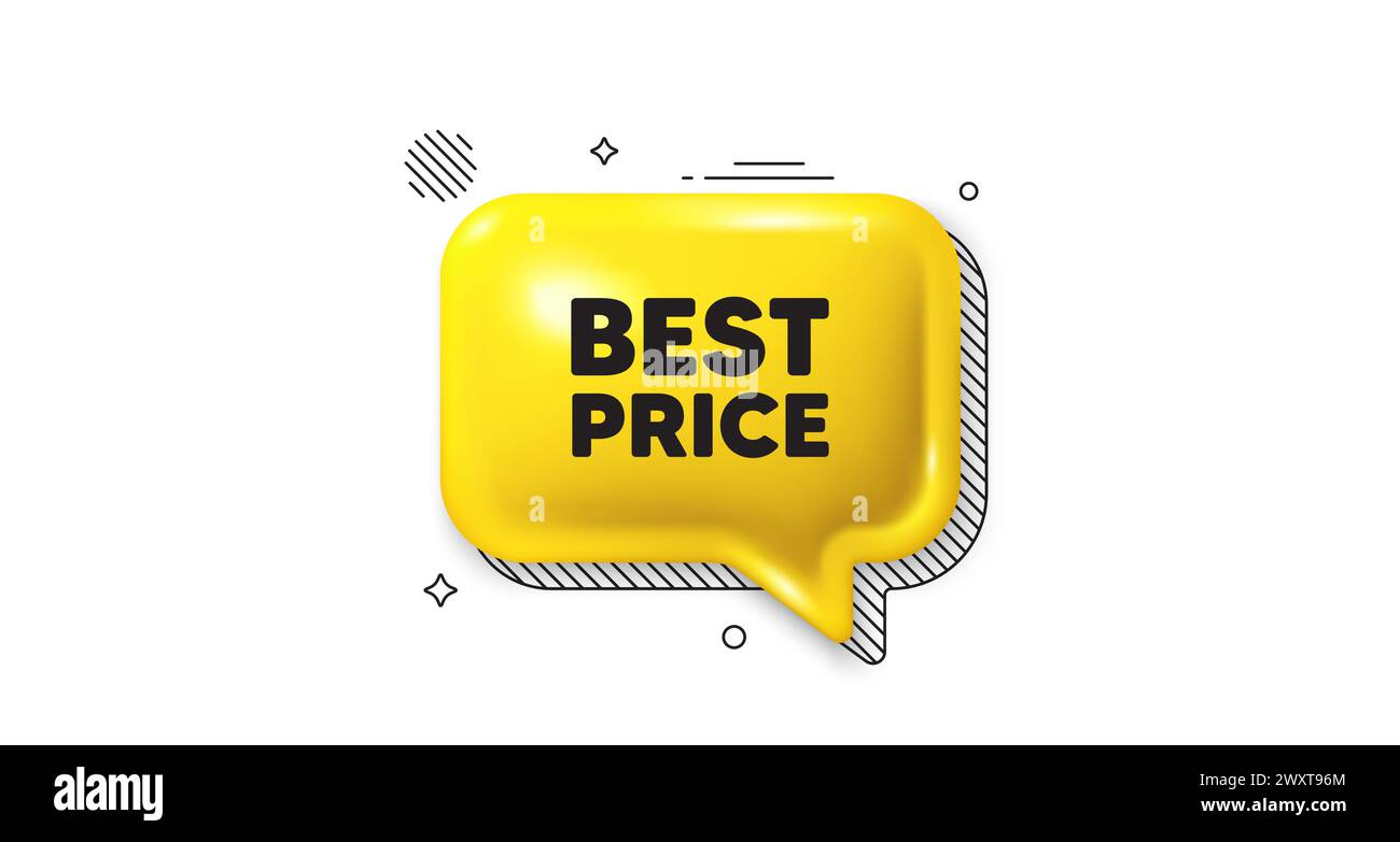 Miglior prezzo. Cartello con le offerte speciali. icona a forma di fumetto 3d. Vettore Illustrazione Vettoriale