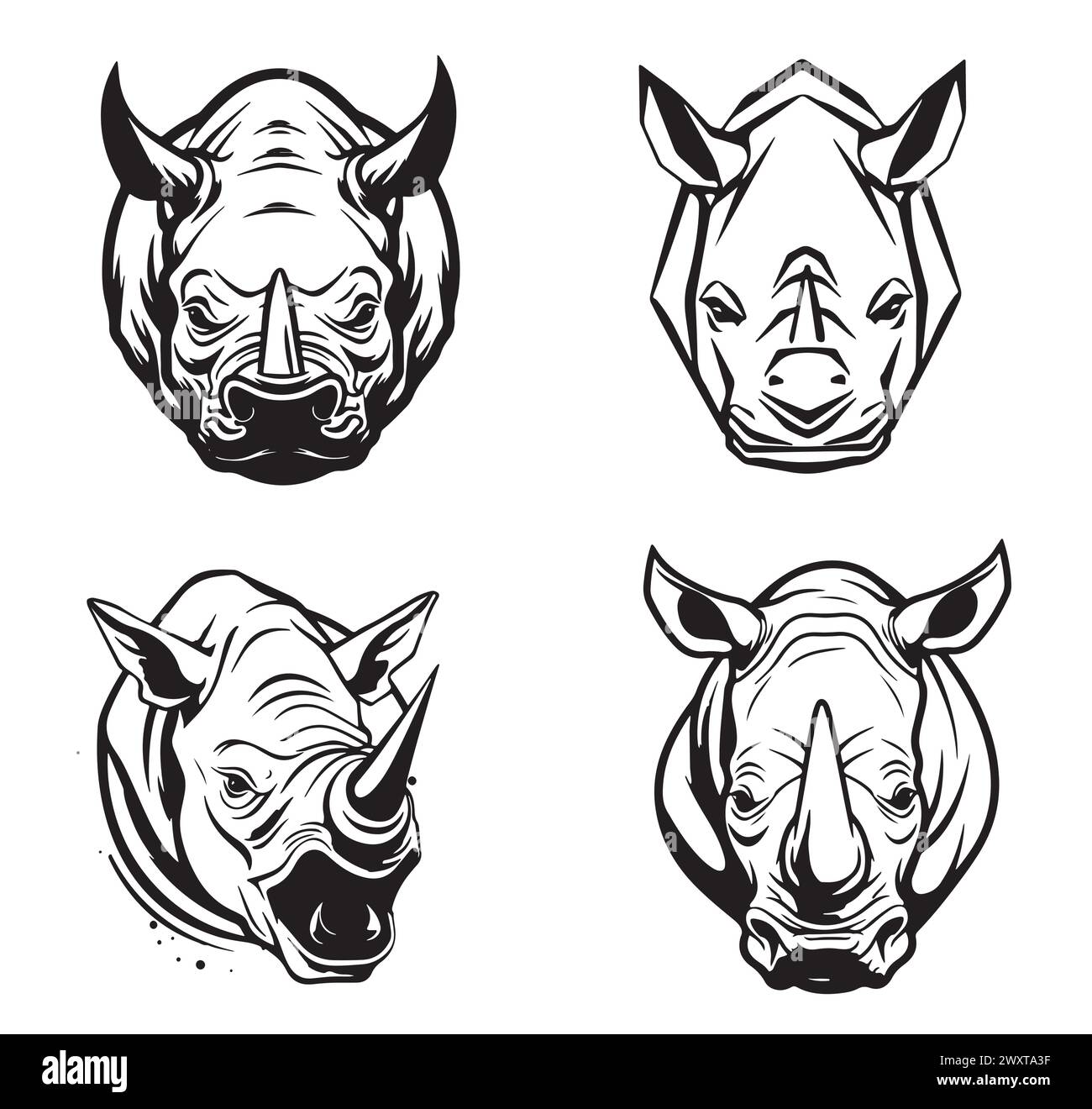 Logo rhino su sfondo bianco illustrazione vettoriale Illustrazione Vettoriale