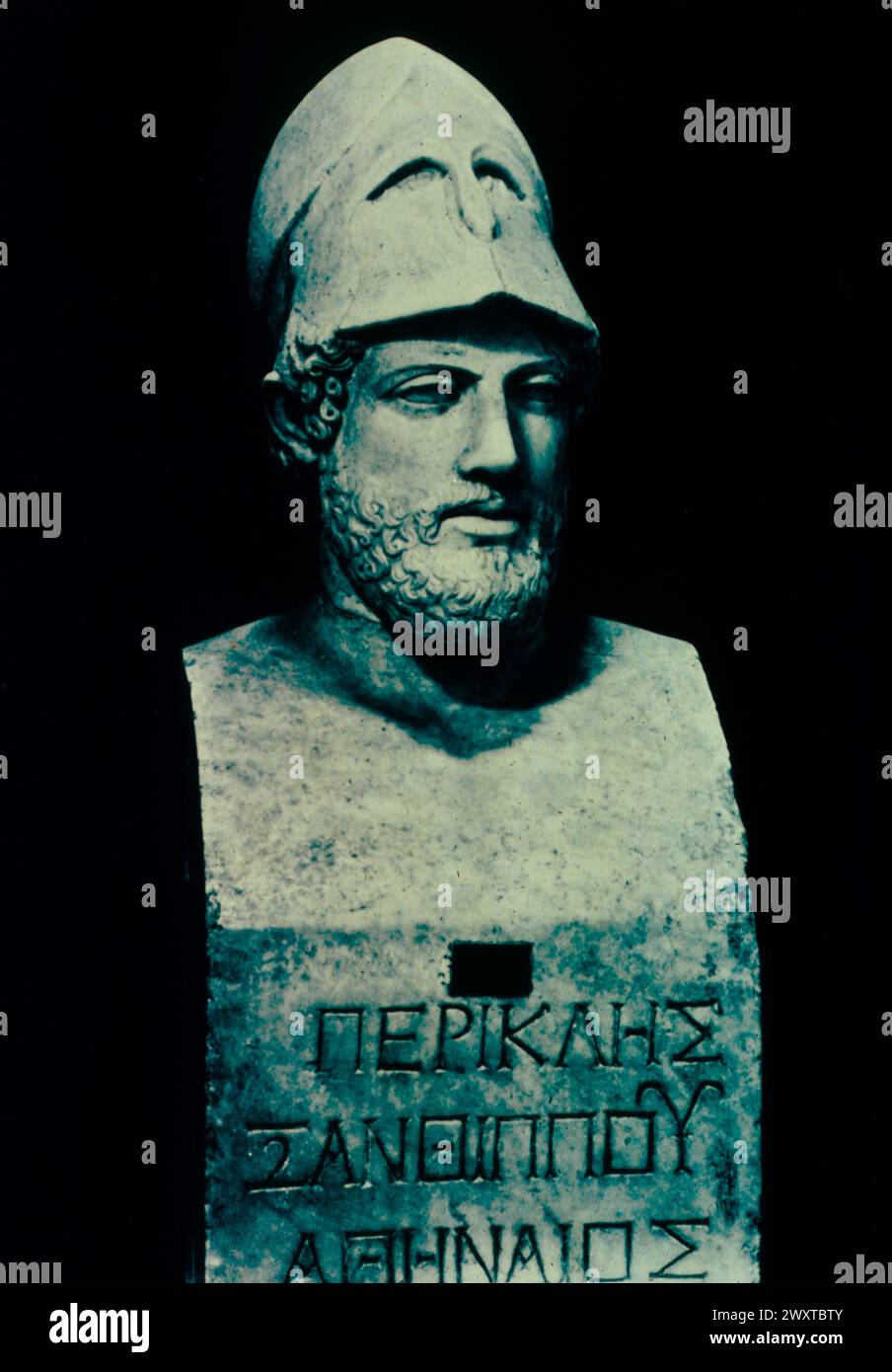 Busto in bronzo del politico greco Pericle, Grecia 400 a.C. Foto Stock