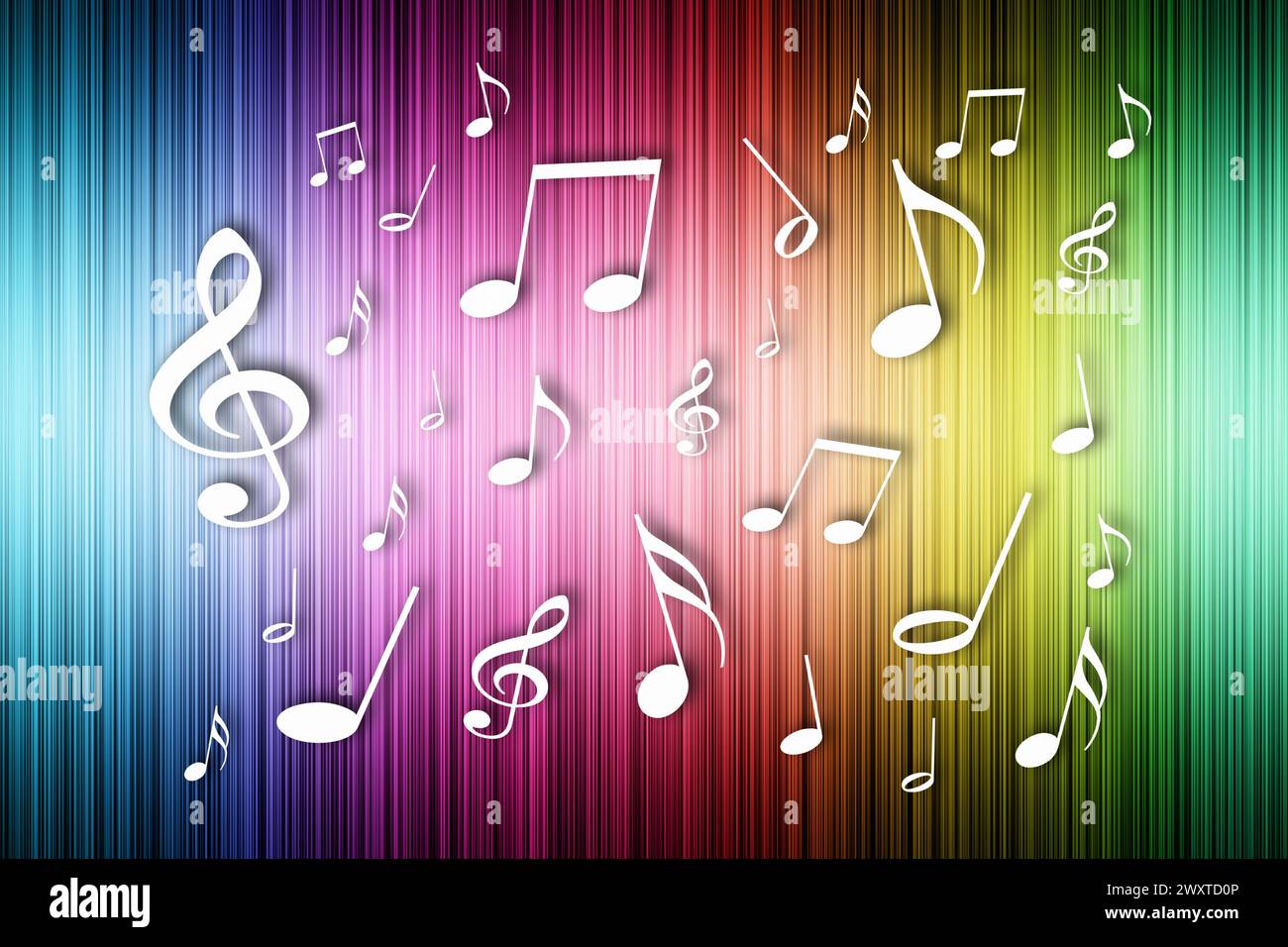 note musicali su uno sfondo colorato Foto Stock