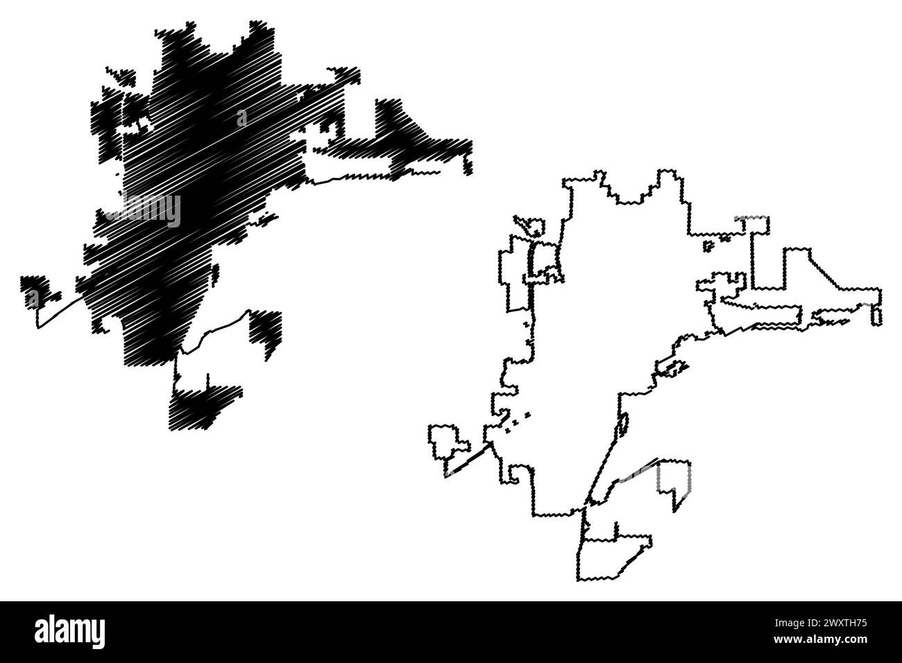 Pueblo City, Colorado (città degli Stati Uniti, Stati Uniti d'America, Stati uniti, città degli stati uniti) cartina illustrazione vettoriale, schizzo di scribble Mappa della città di Pueblo Illustrazione Vettoriale