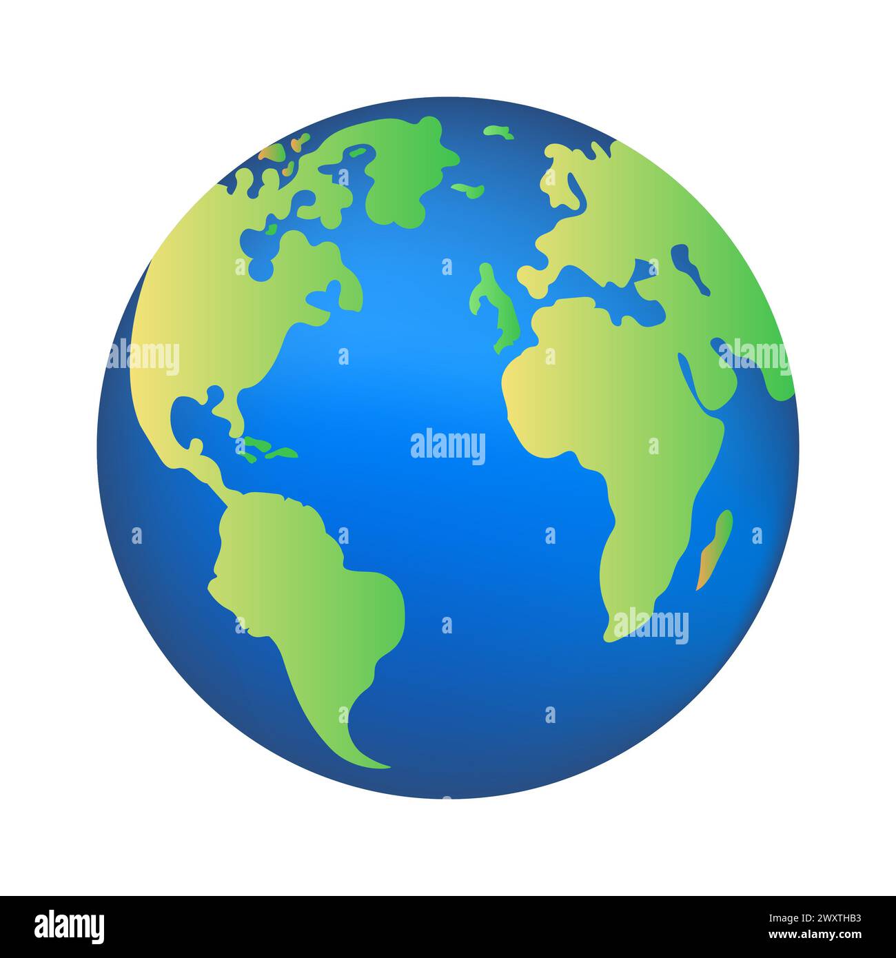Terra. Icona piatta del pianeta Terra. Concetto della Giornata della Terra. Illustrazione vettoriale isolata su sfondo bianco. Foto Stock