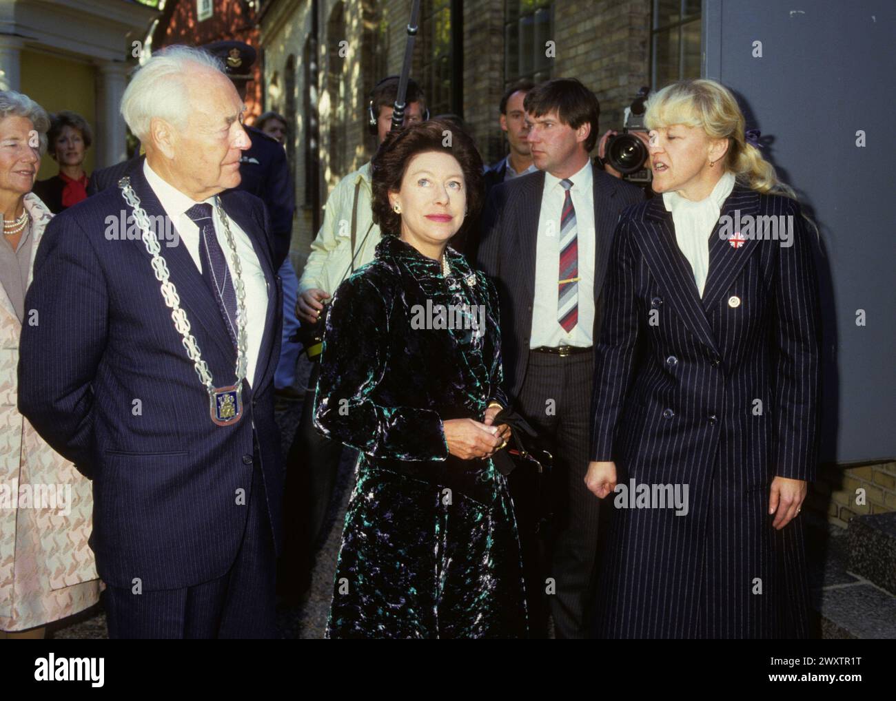 PRINCIPESSA MARGRET visita la Svezia e la mostra incontra la Gran Bretagna a Norrkšping e partecipa a un tour guidato della vecchia industria tessile svedese Foto Stock