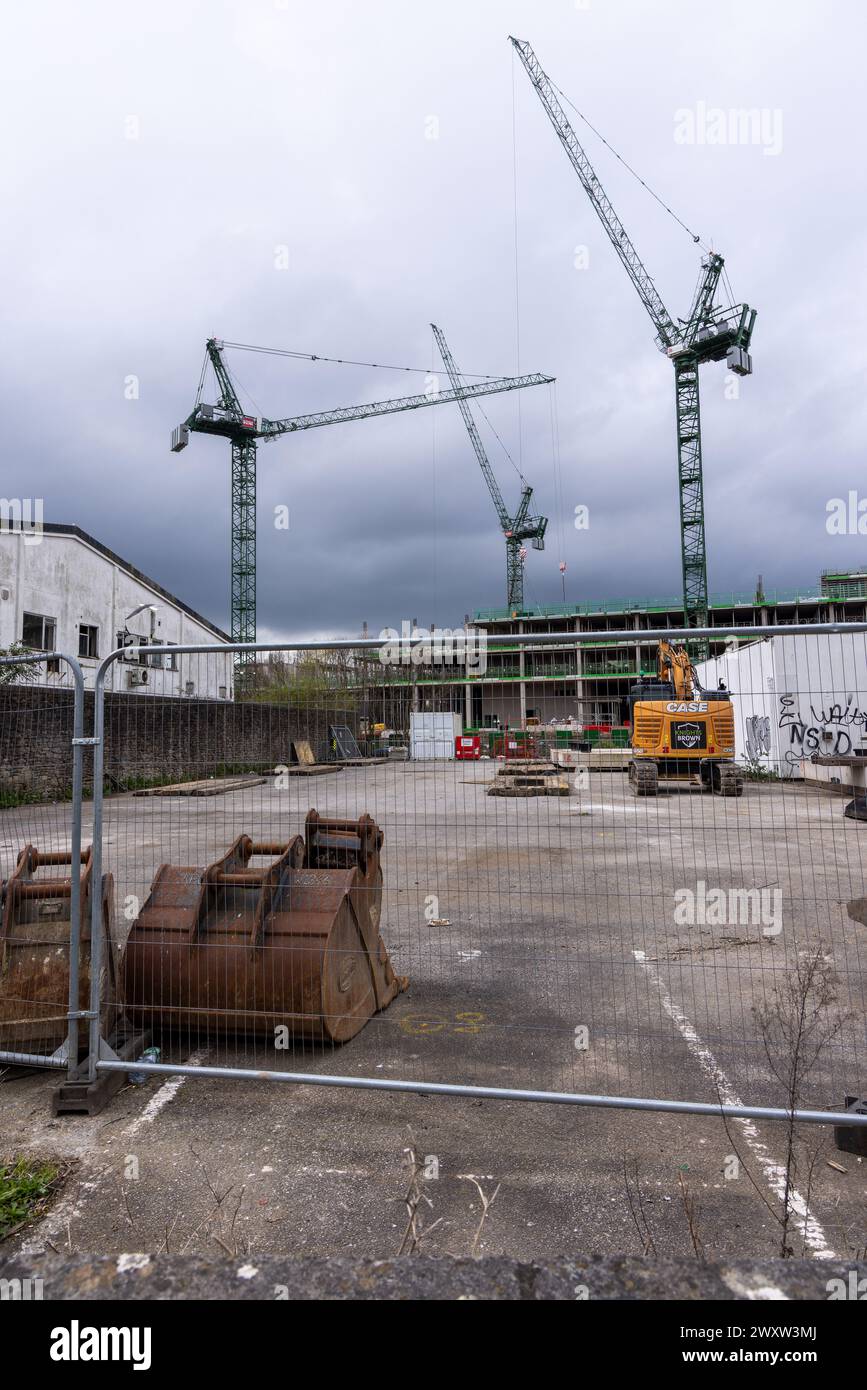 Uno sviluppo di appartamenti per studenti da costruire sul sito di Chanson Foods, in Avon Street Bristol, vicino al Temple Quarter, centro di Bristol, Inghilterra Foto Stock