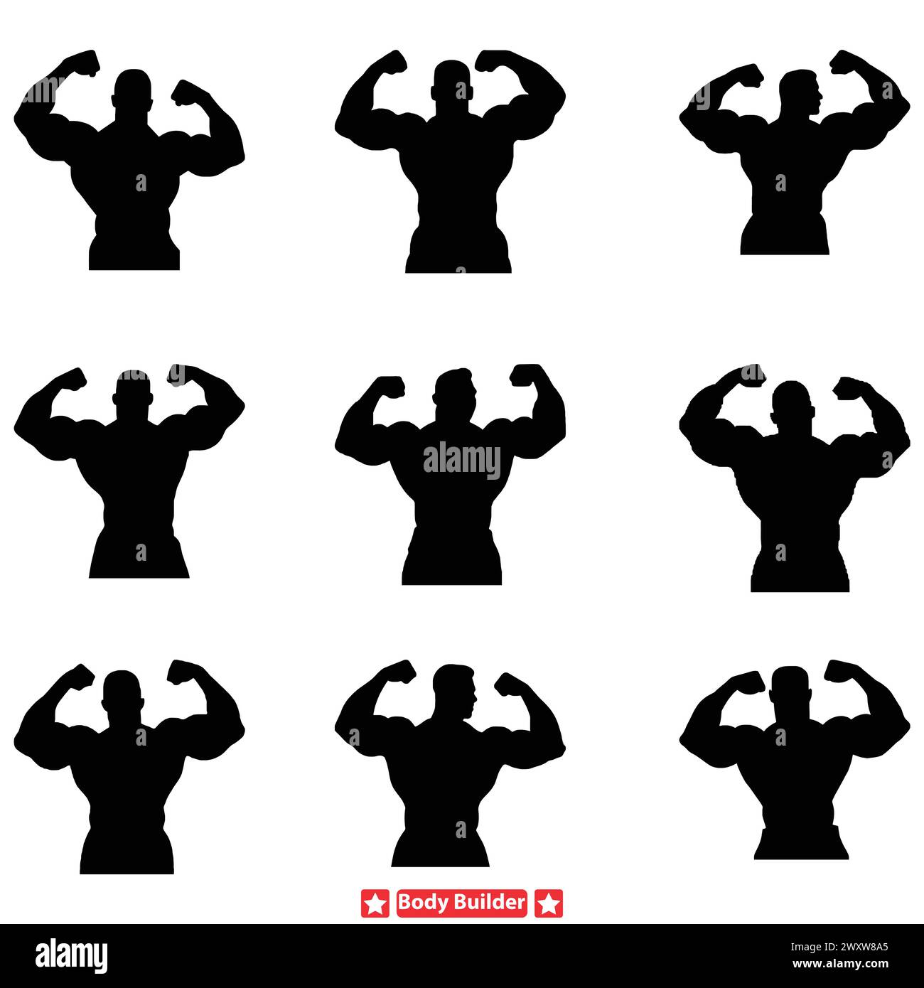 Iron Warriors intense silhouette da bodybuilder ideali per i loghi fitness Studio Illustrazione Vettoriale