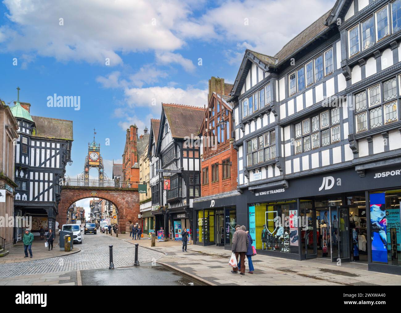 Eastgate Street, Chester, Cheshire, Inghilterra, Regno Unito Foto Stock