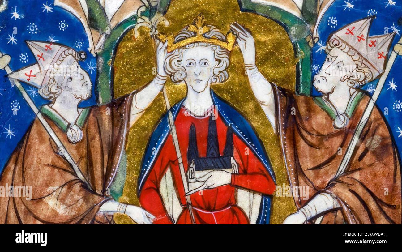 ENRICO III D'INGHILTERRA (1207-1272) dettaglio di una rappresentazione contemporanea di una delle sue due Incoronazioni, 1216 e 1220 Foto Stock
