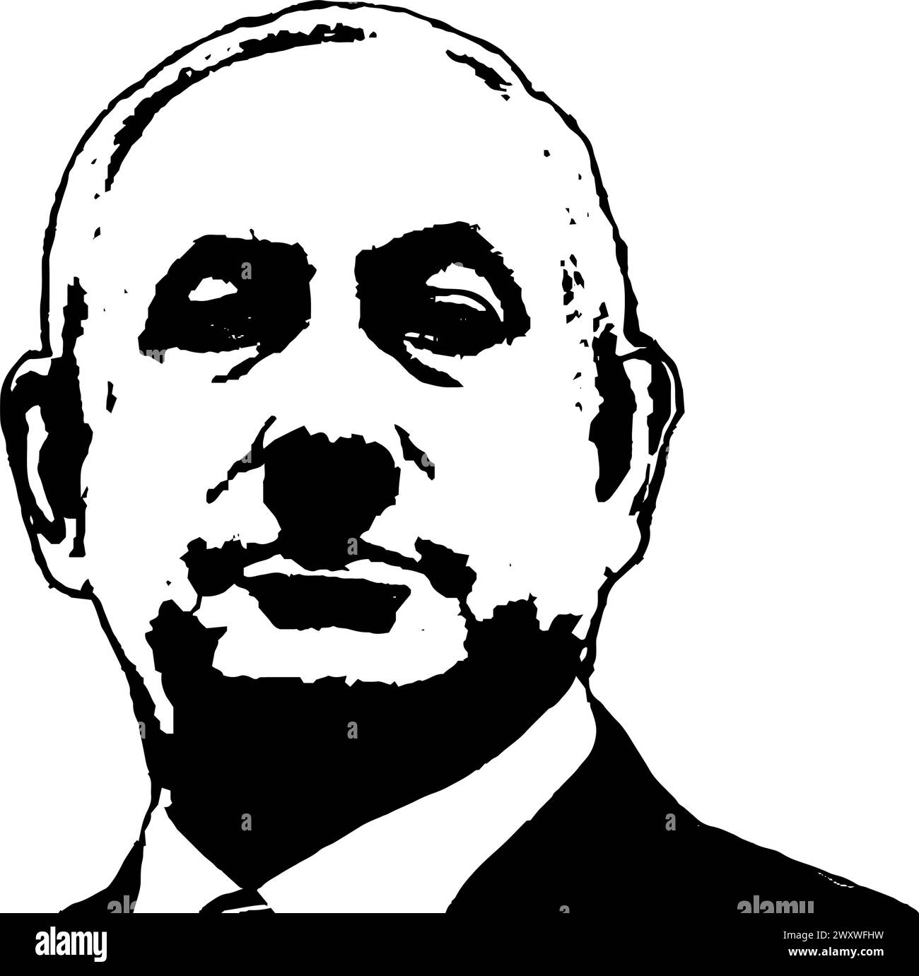 Benjamin Netanyahu Black Vector Design Illustrazione Vettoriale